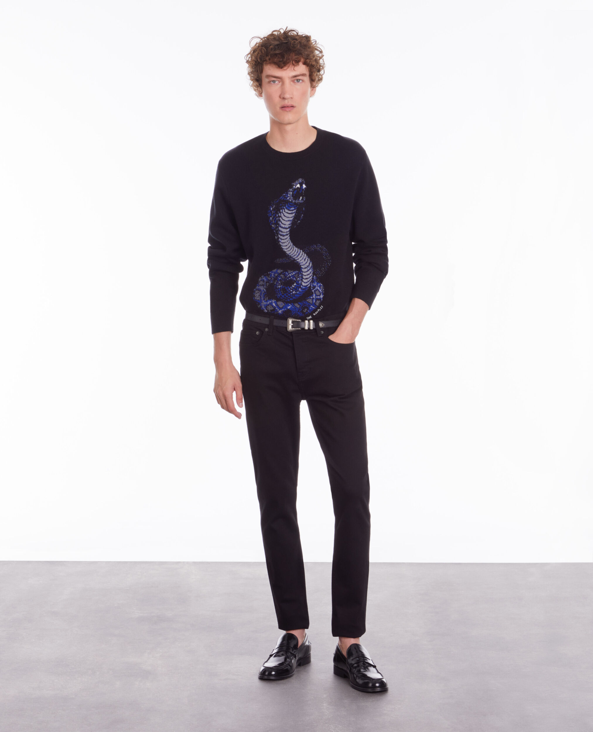 Black cobra sweater in wool blend BLACK