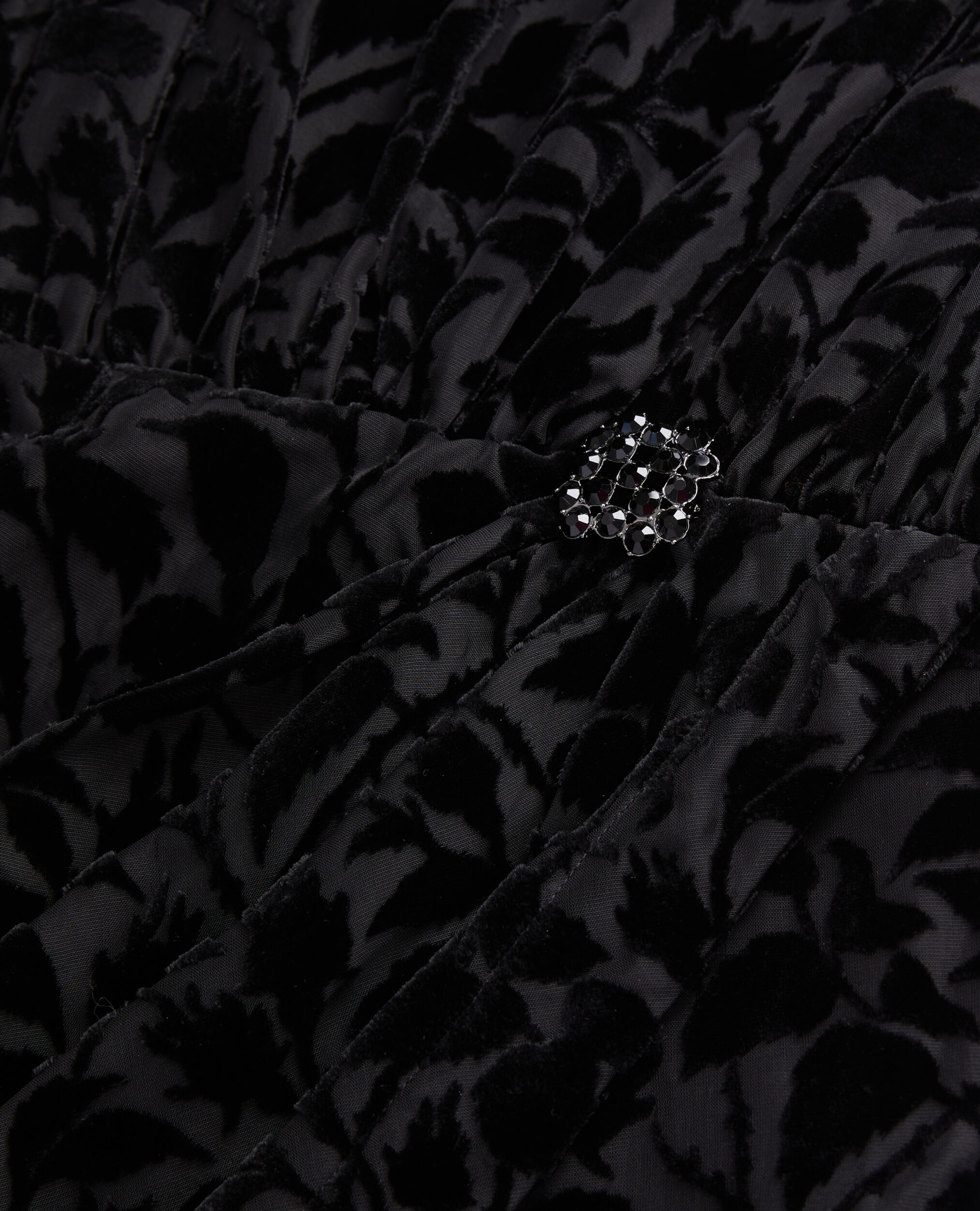 Short black devoré velvet dress BLACK