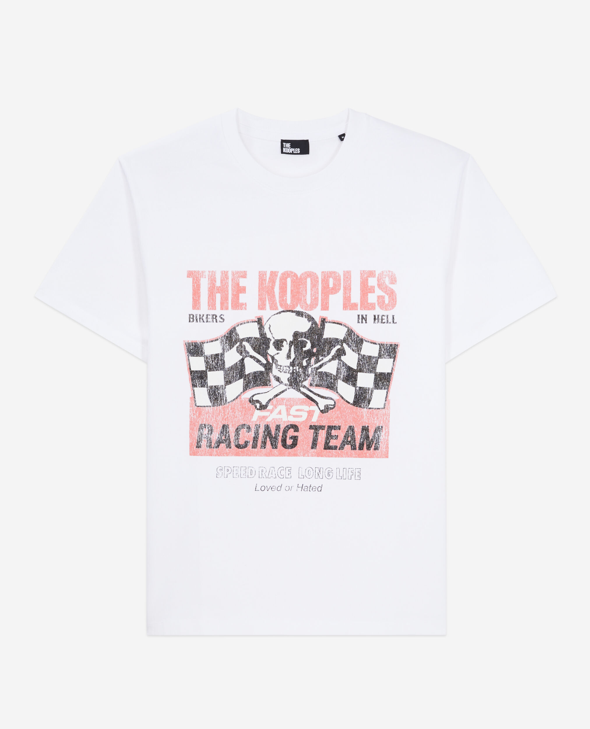 Men's white t-shirt with racing skull serigraphy WHITE