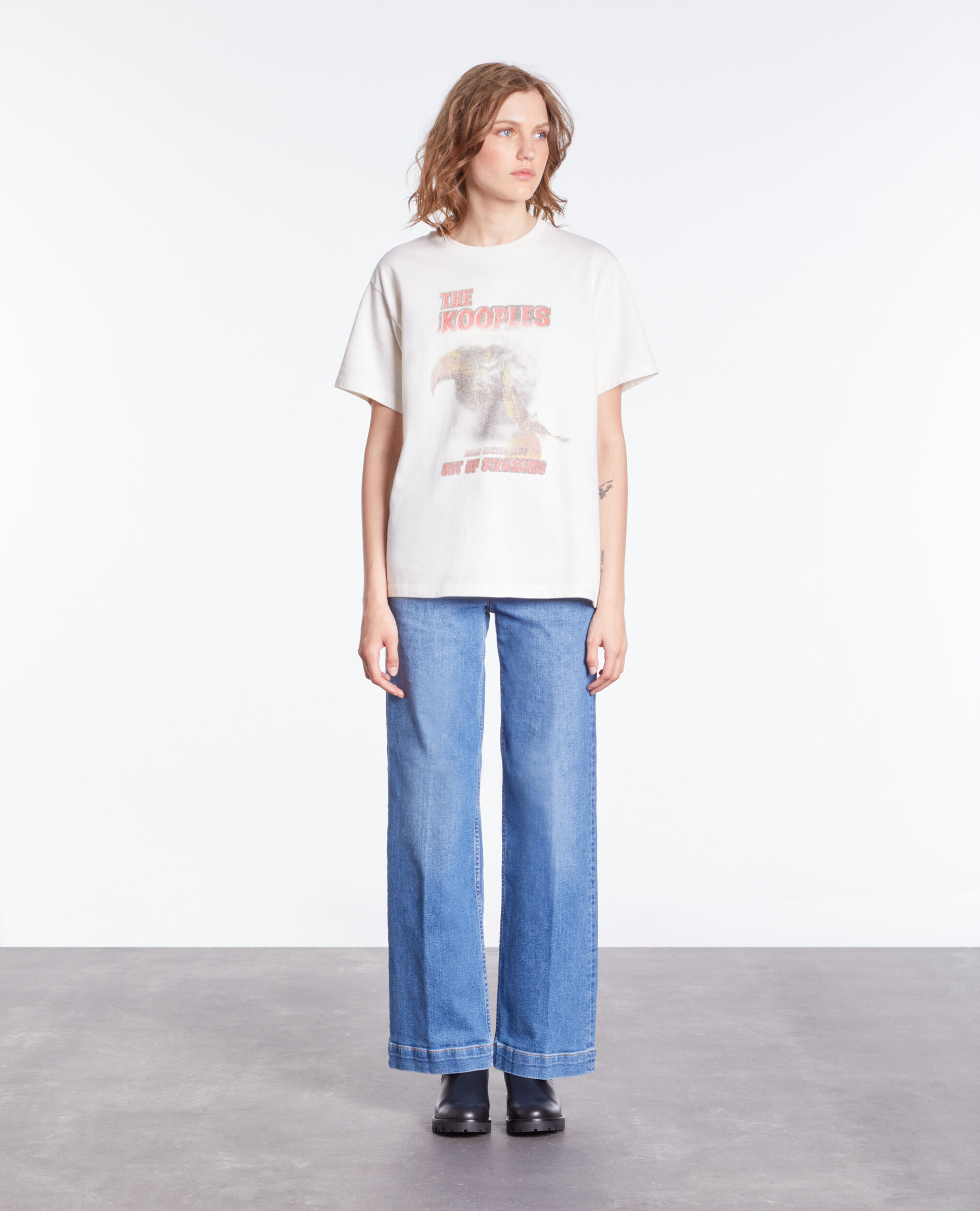 Women's ecru t-shirt with eagle serigraphy ECRU