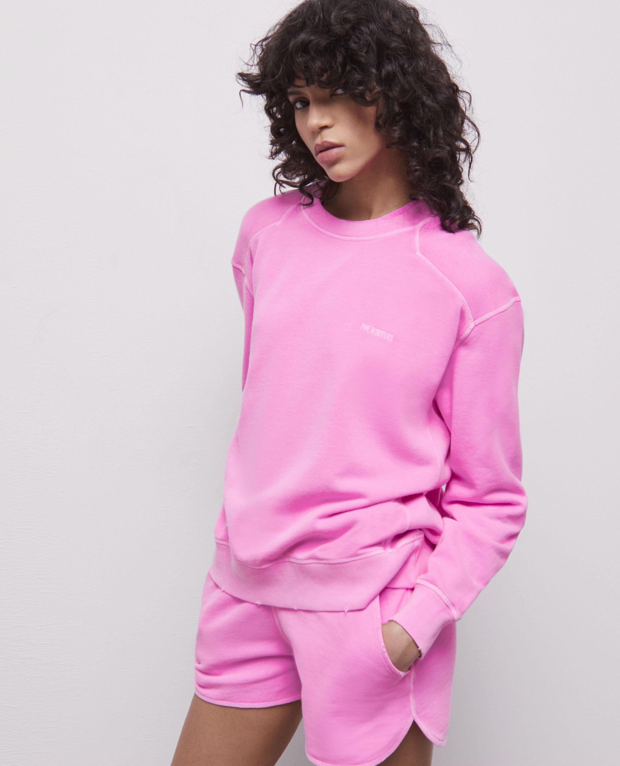 Fluorescent pink sweatshirt with logo FLUO PINK