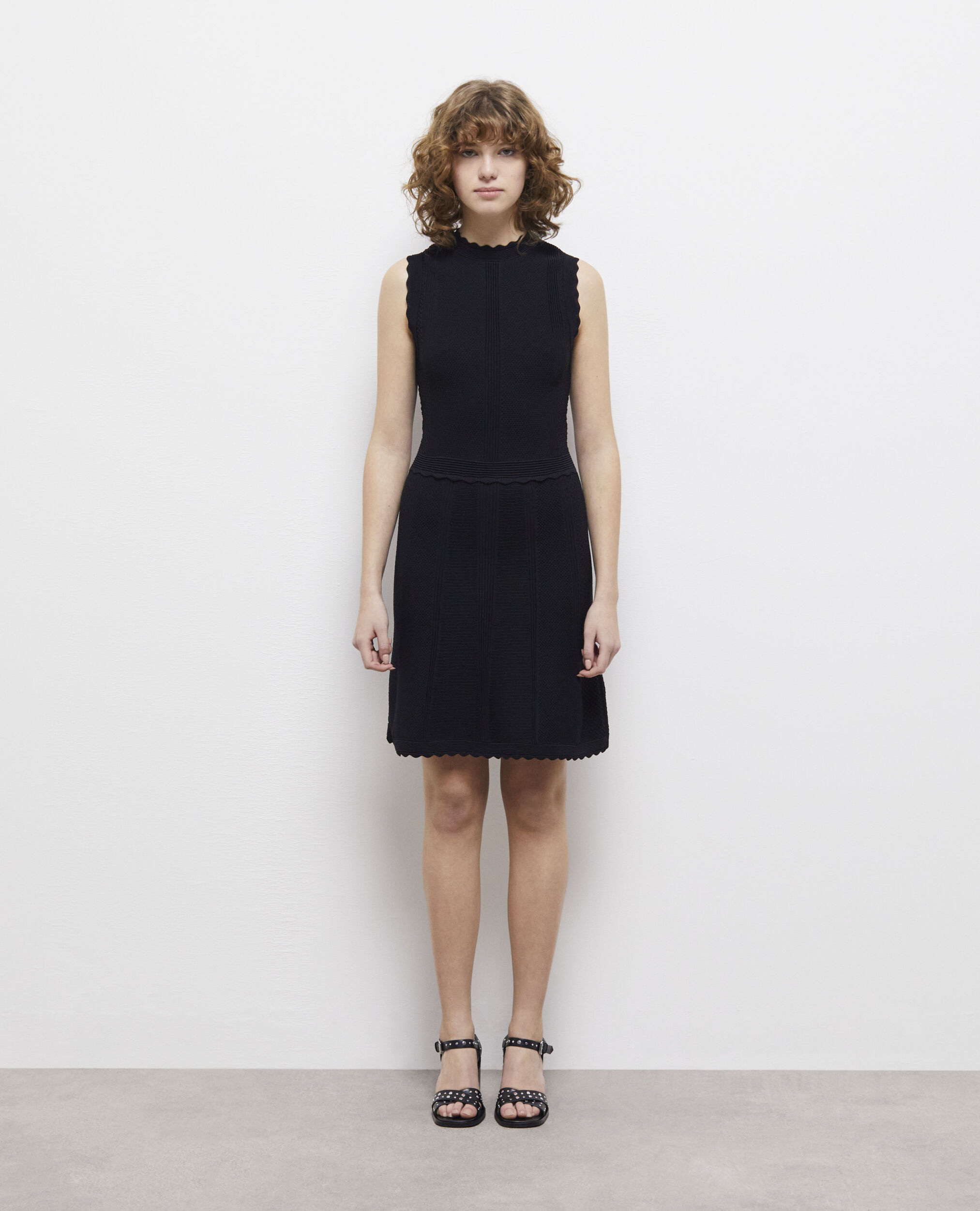 Short black knit dress BLACK