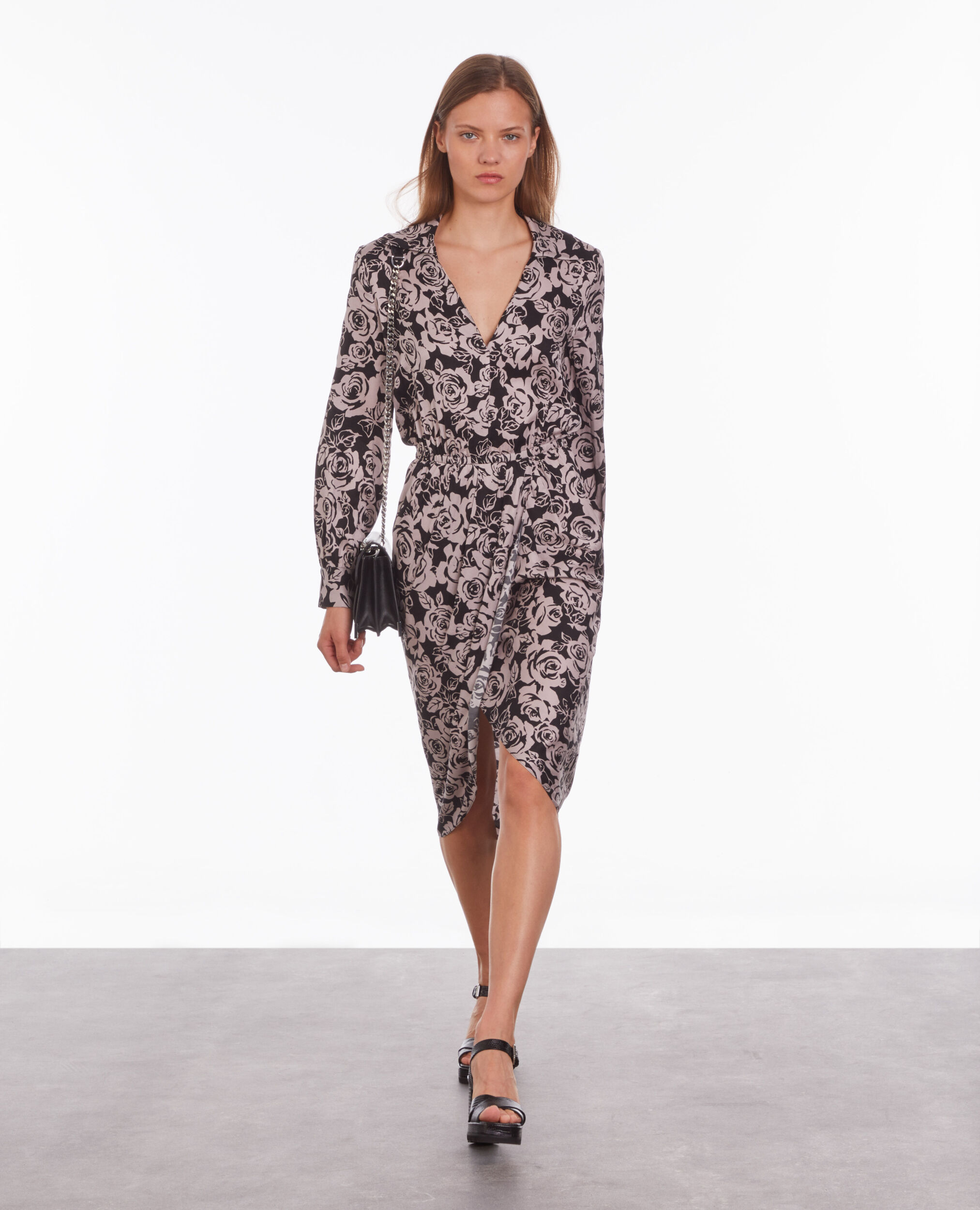 Printed midi dress BLACK / PINK