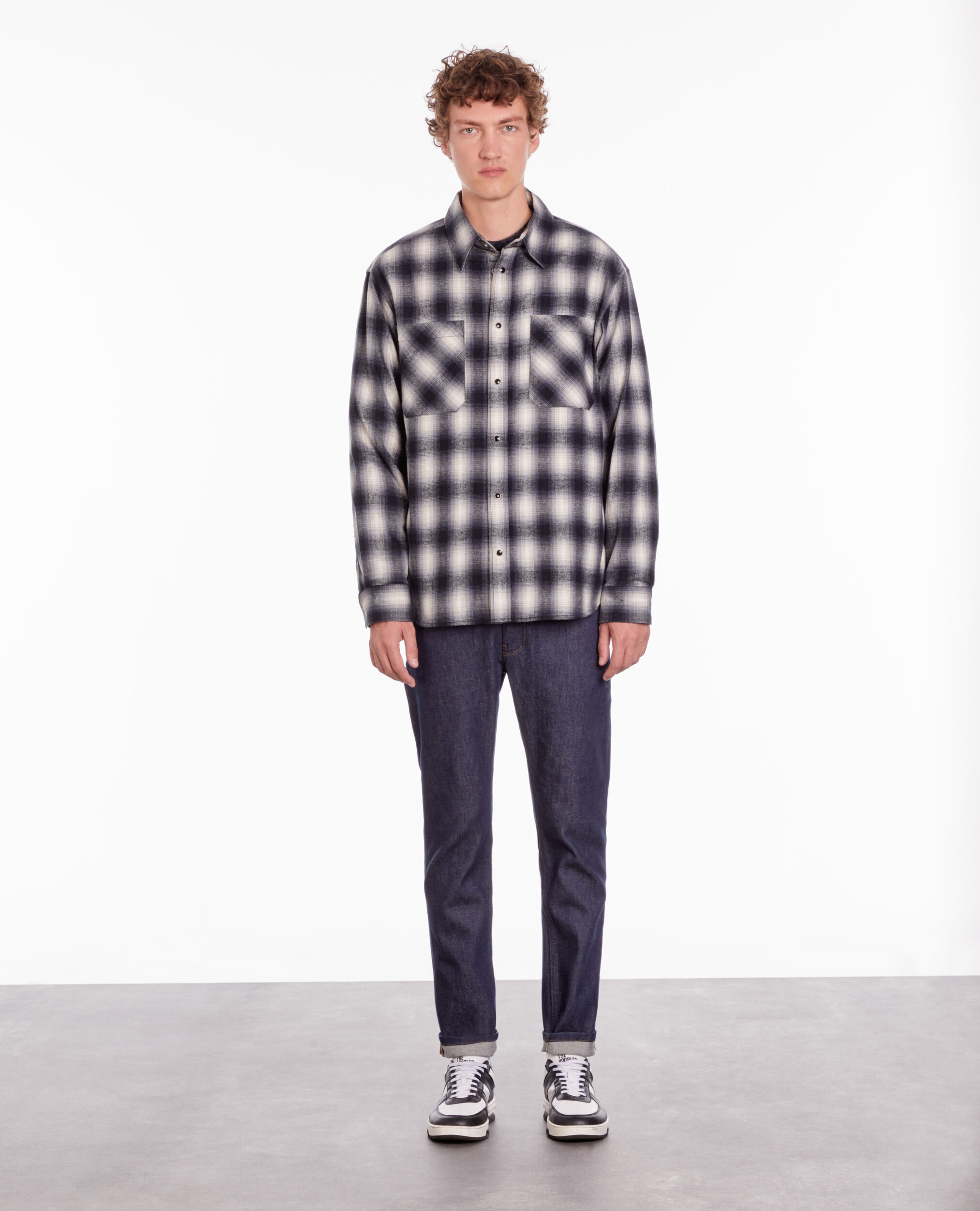 Black and white checked overshirt BLACK WHITE