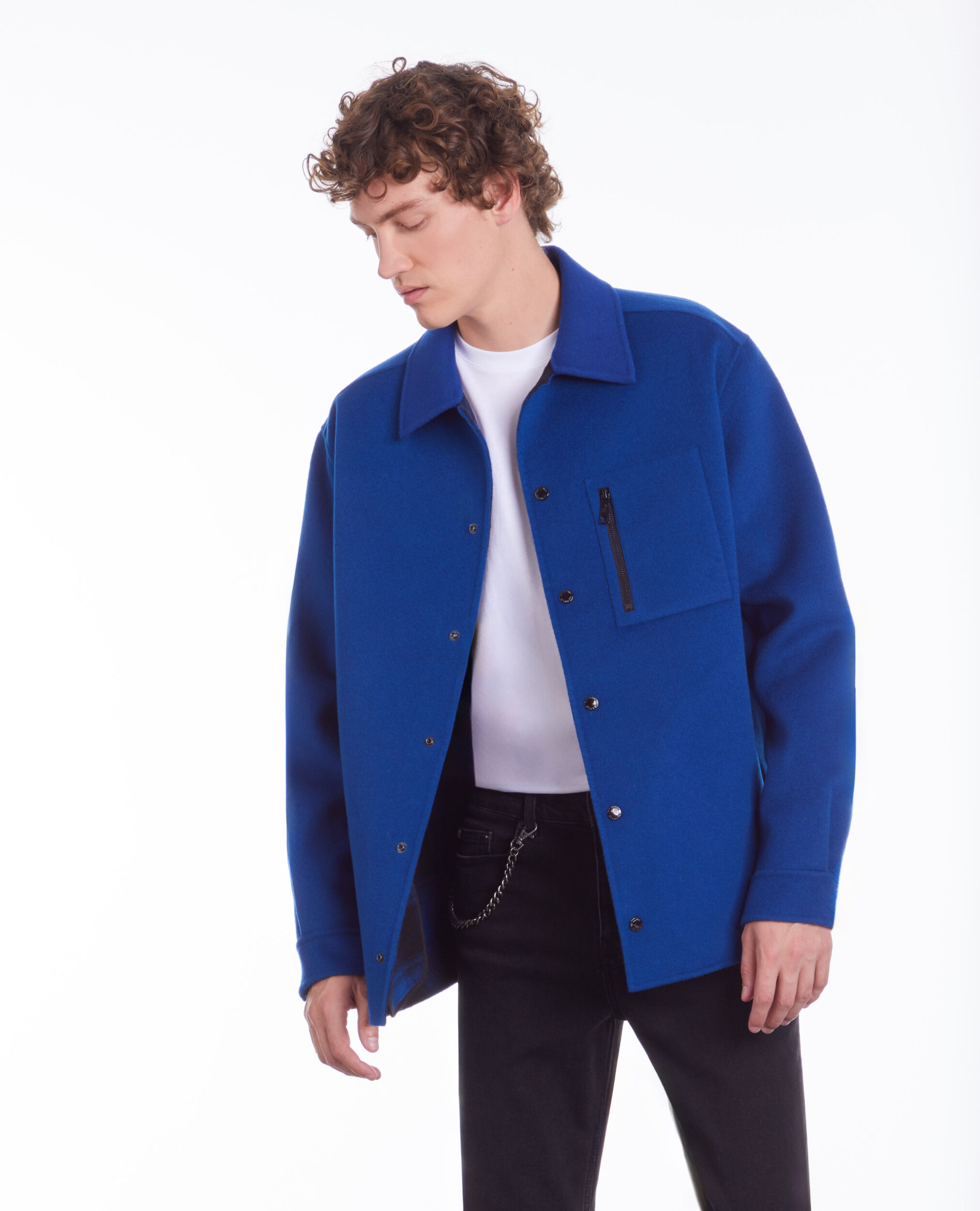 Blue wool-blend overshirt jacket ROYAL BLUE - DARK NAVY