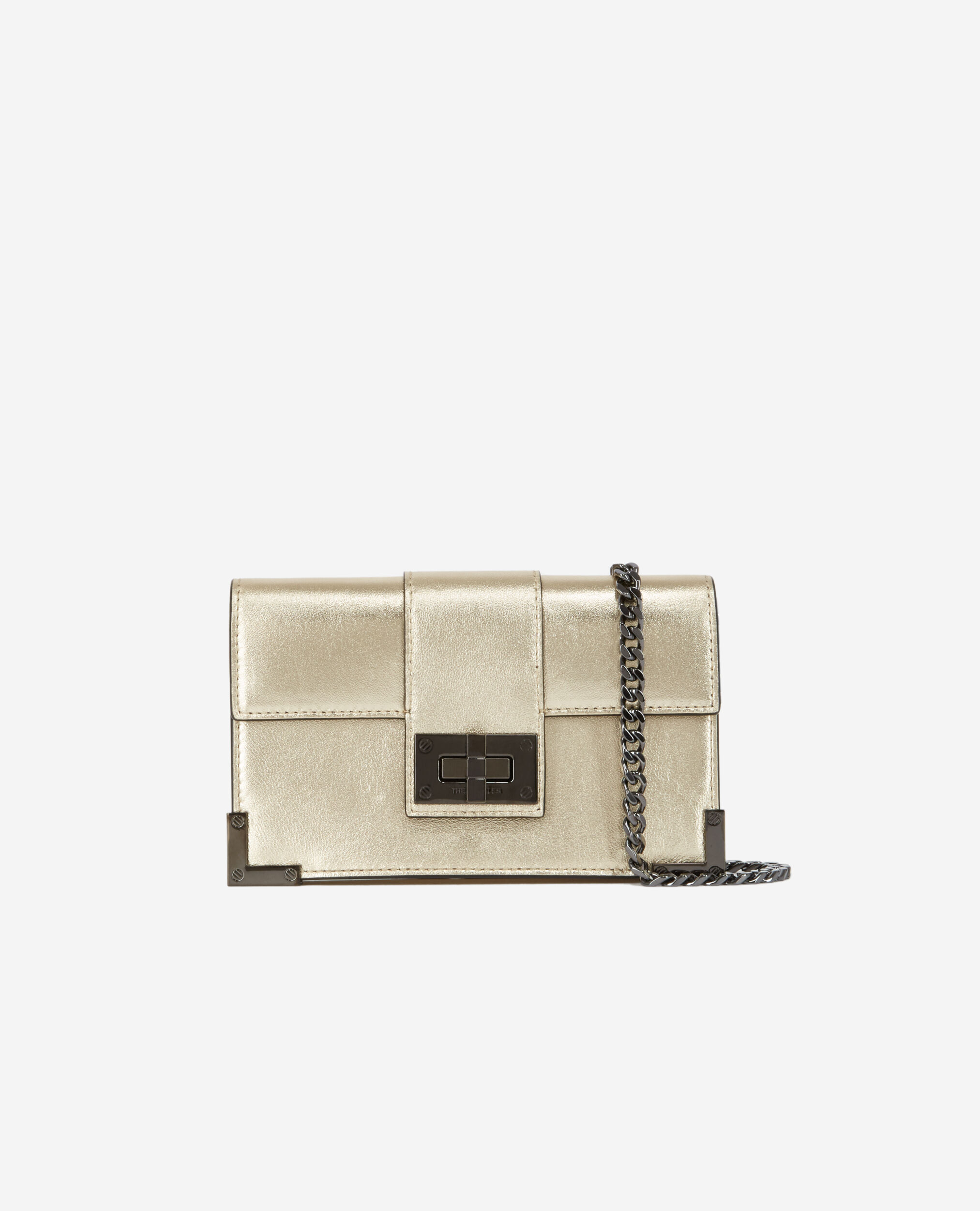 Small Emily clutch bag in gold leather - US GOLD