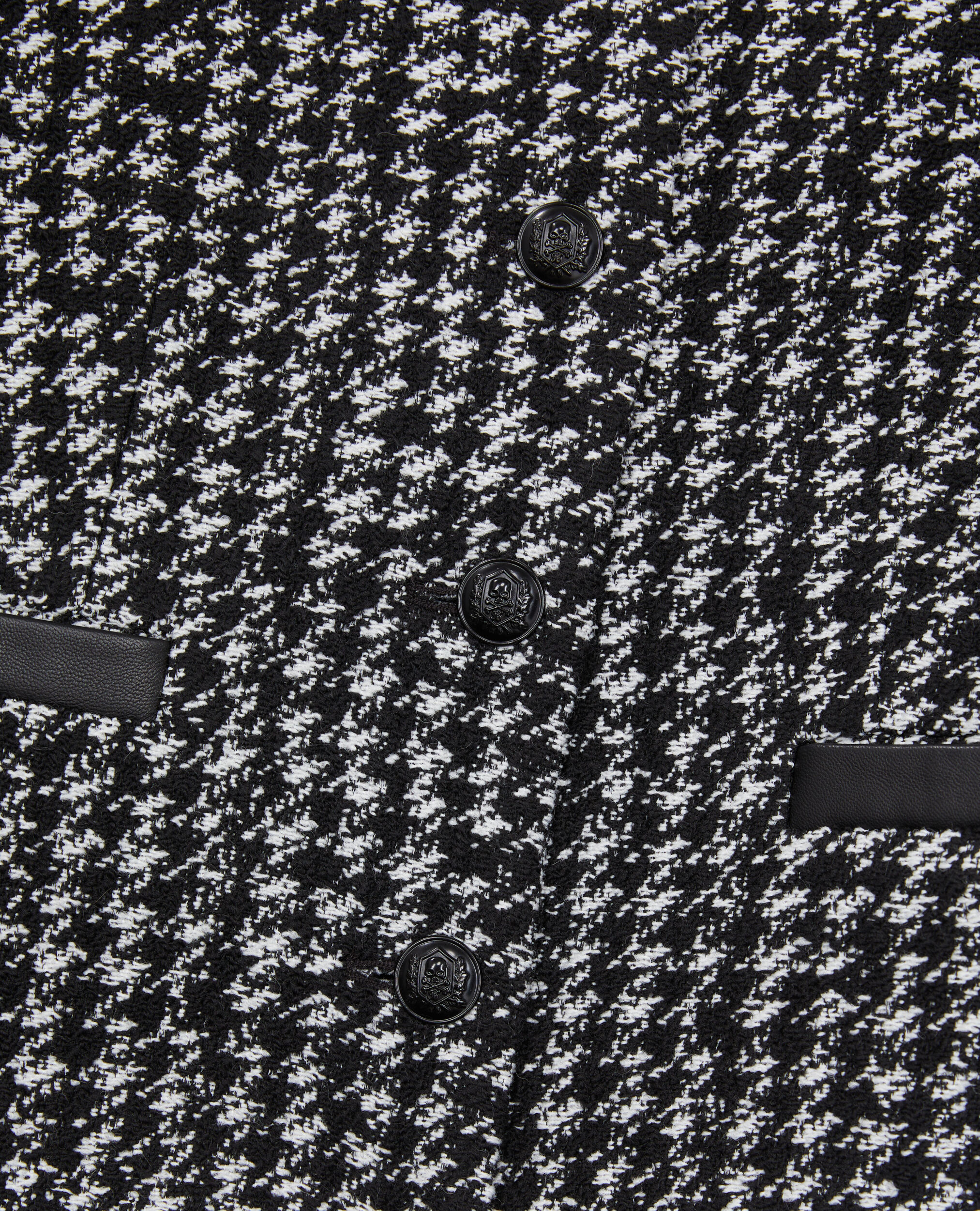 Short black tweed jacket BLACK WHITE
