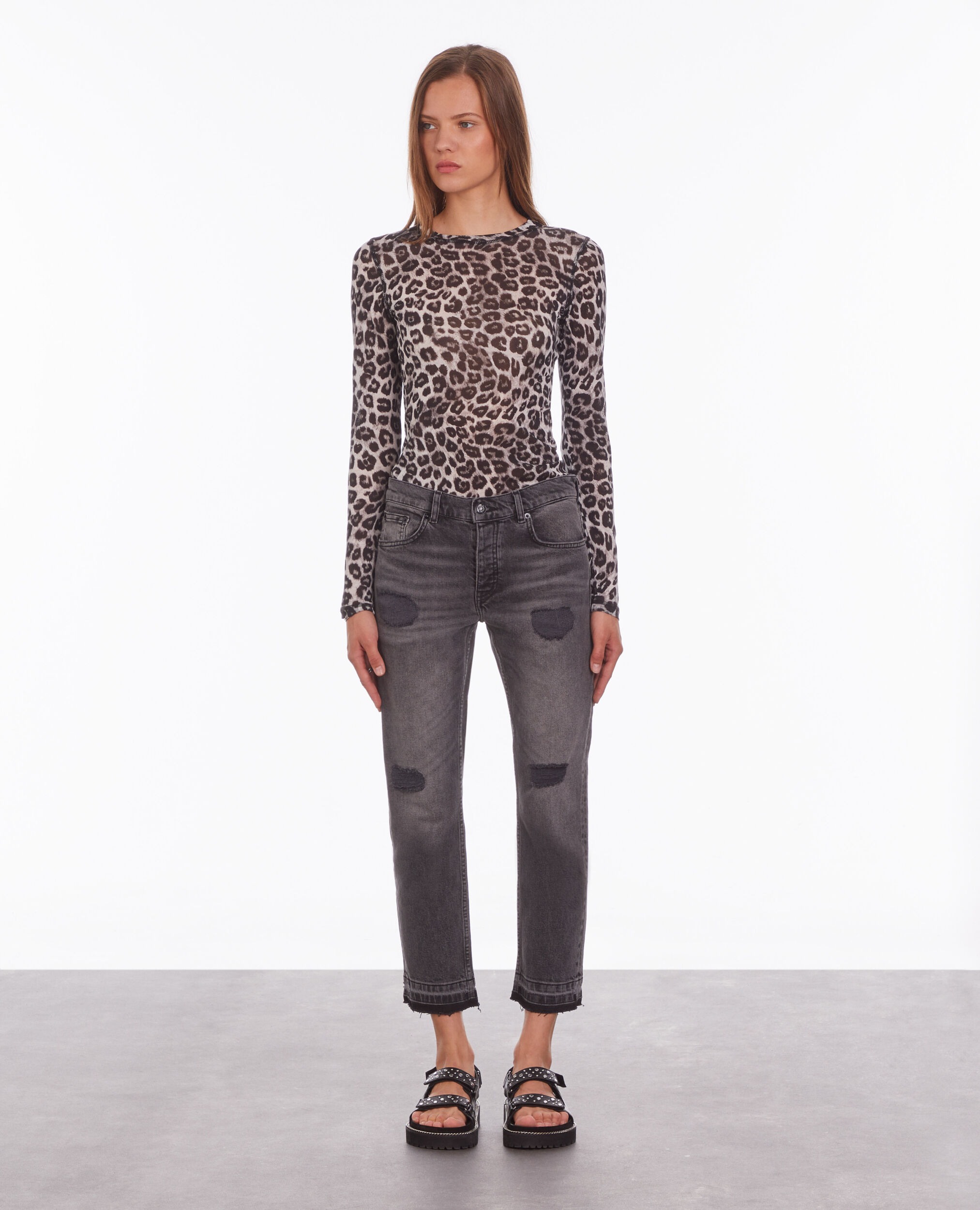 Grey straight jeans LIGHT GREY MEL/WHITE