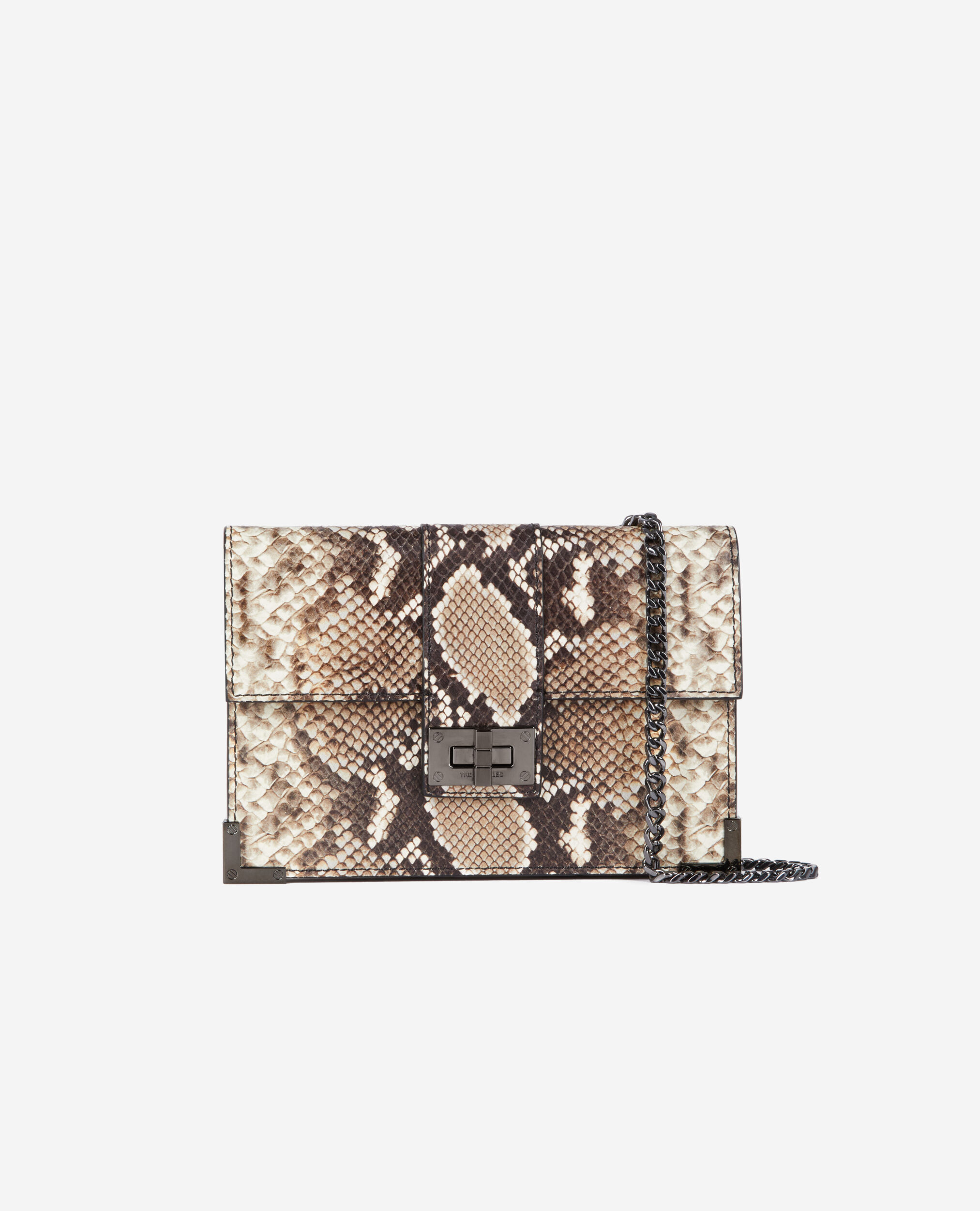 Medium Emily leather clutch bag BLACK WHITE