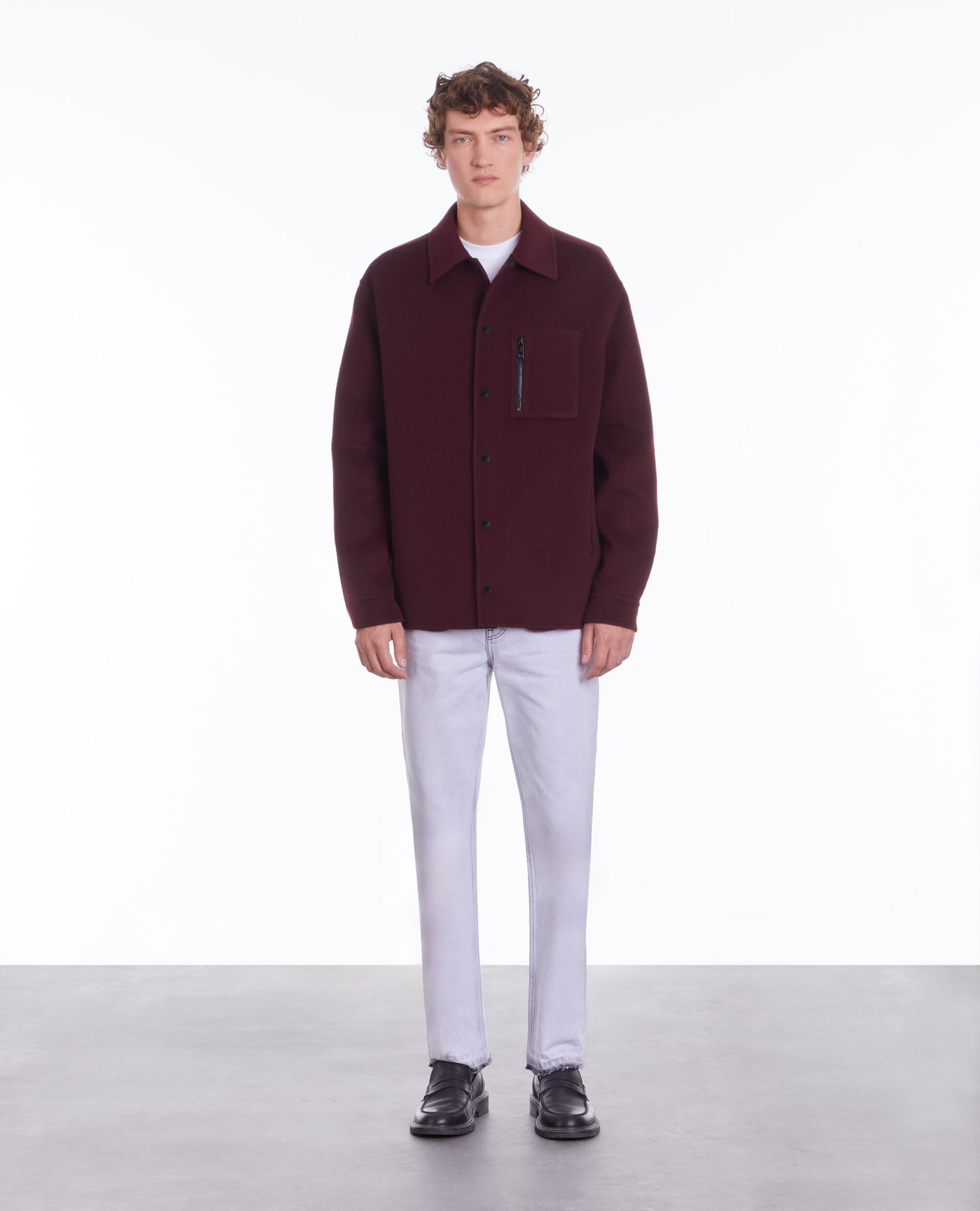 Burgundy wool-blend overshirt jacket BORDEAUX / NAVY