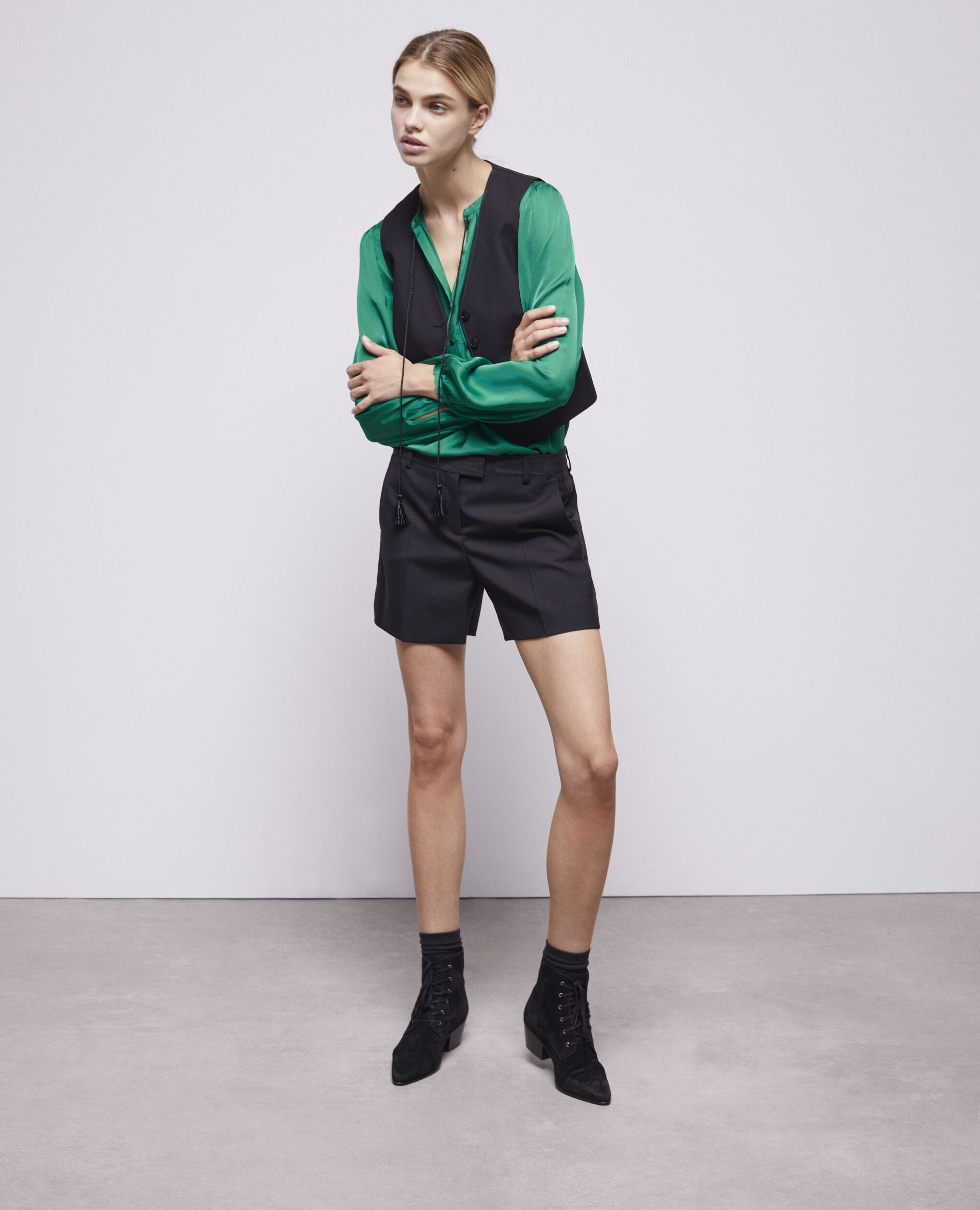 Black wool suit vest BLACK WHITE