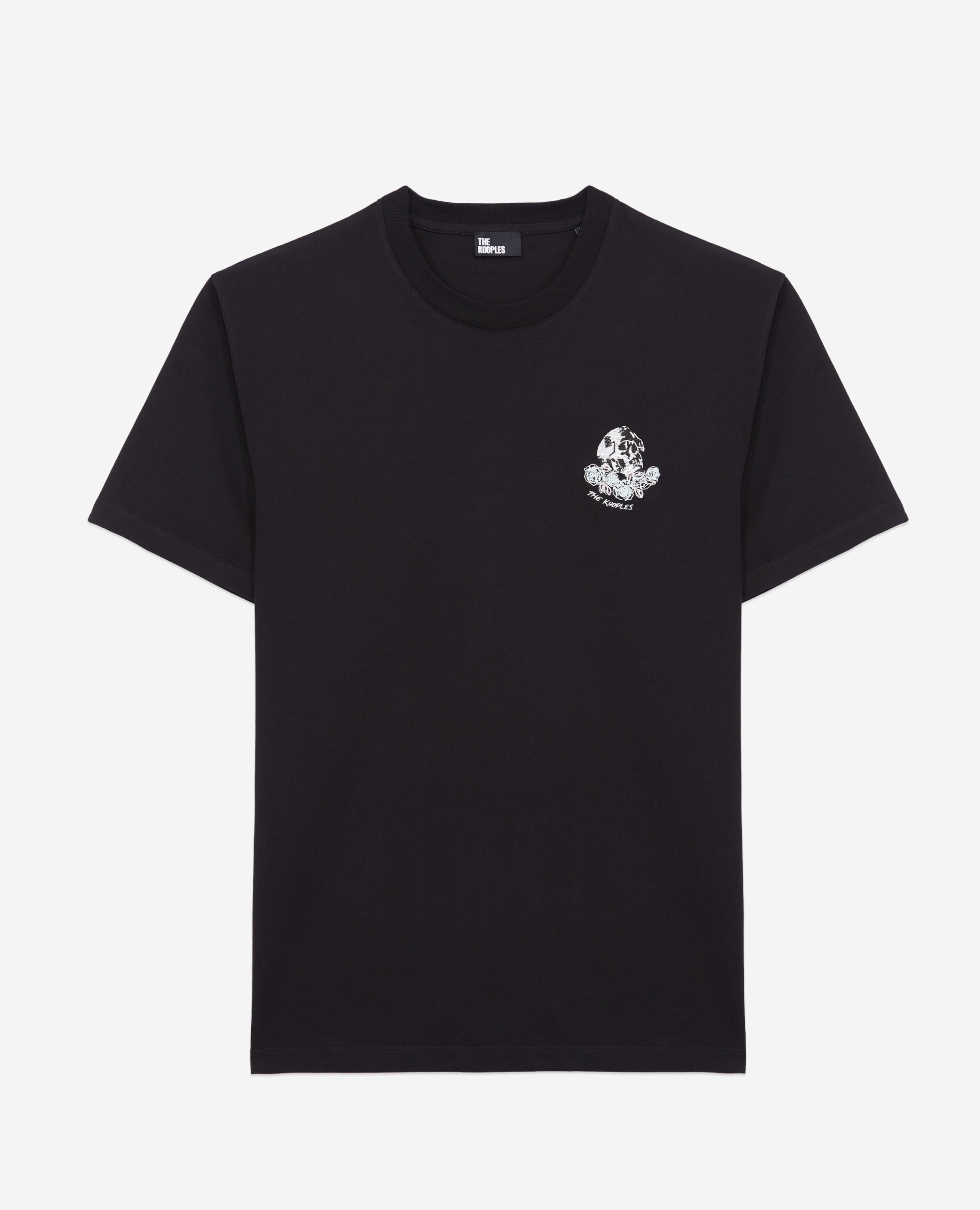 Men's black t-shirt with vintage skull embroidery BLACK