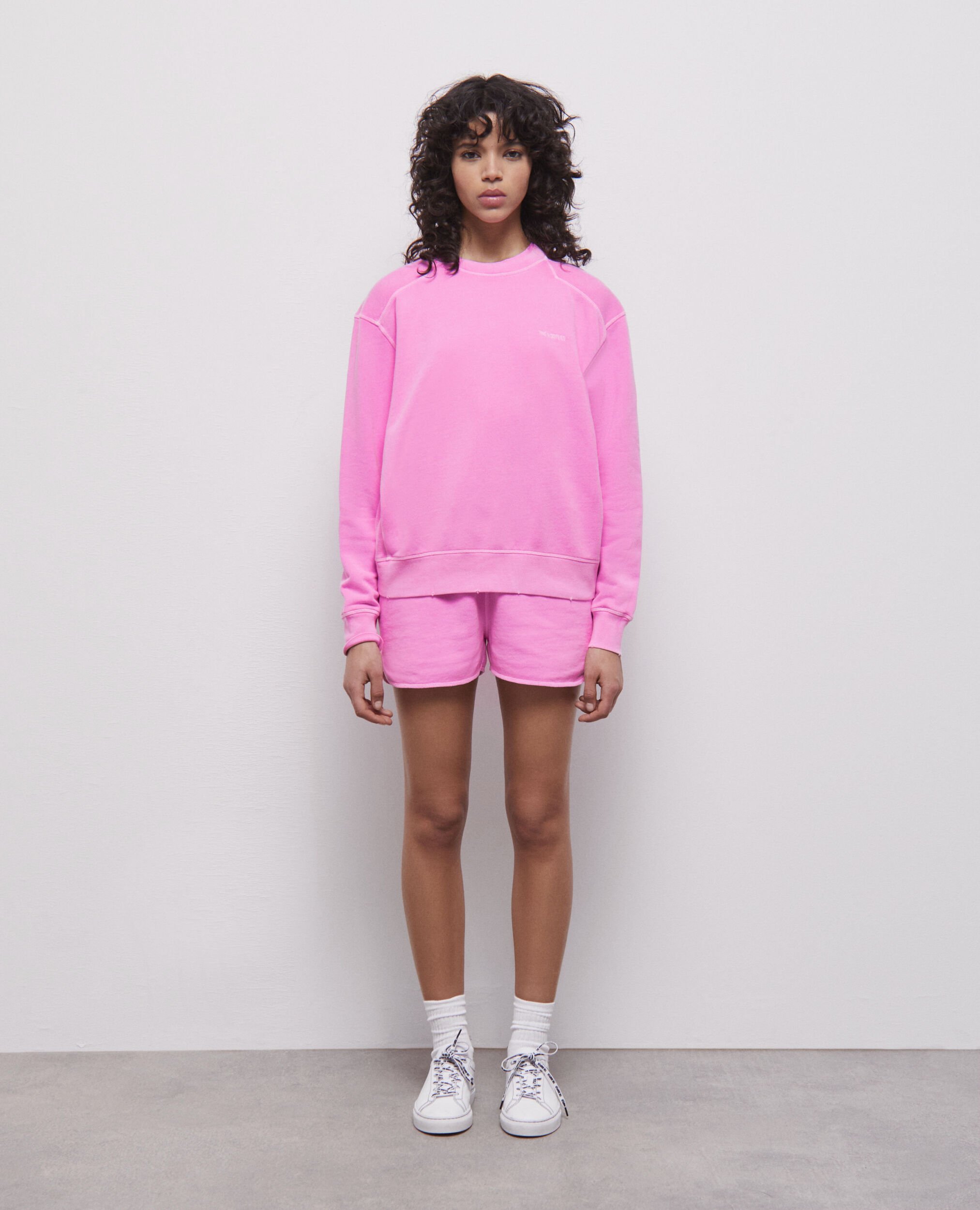 Fluorescent pink sweatshirt with logo FLUO PINK