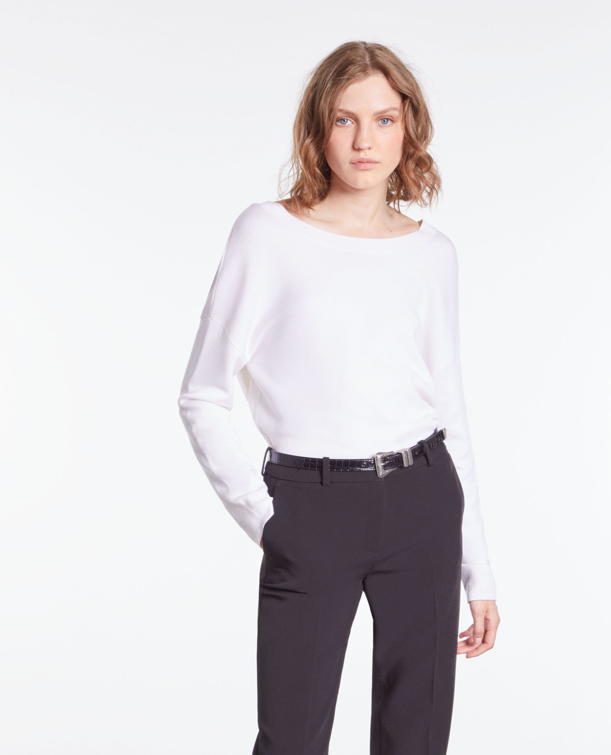 Ecru sweater with buttoning on the back ECRU