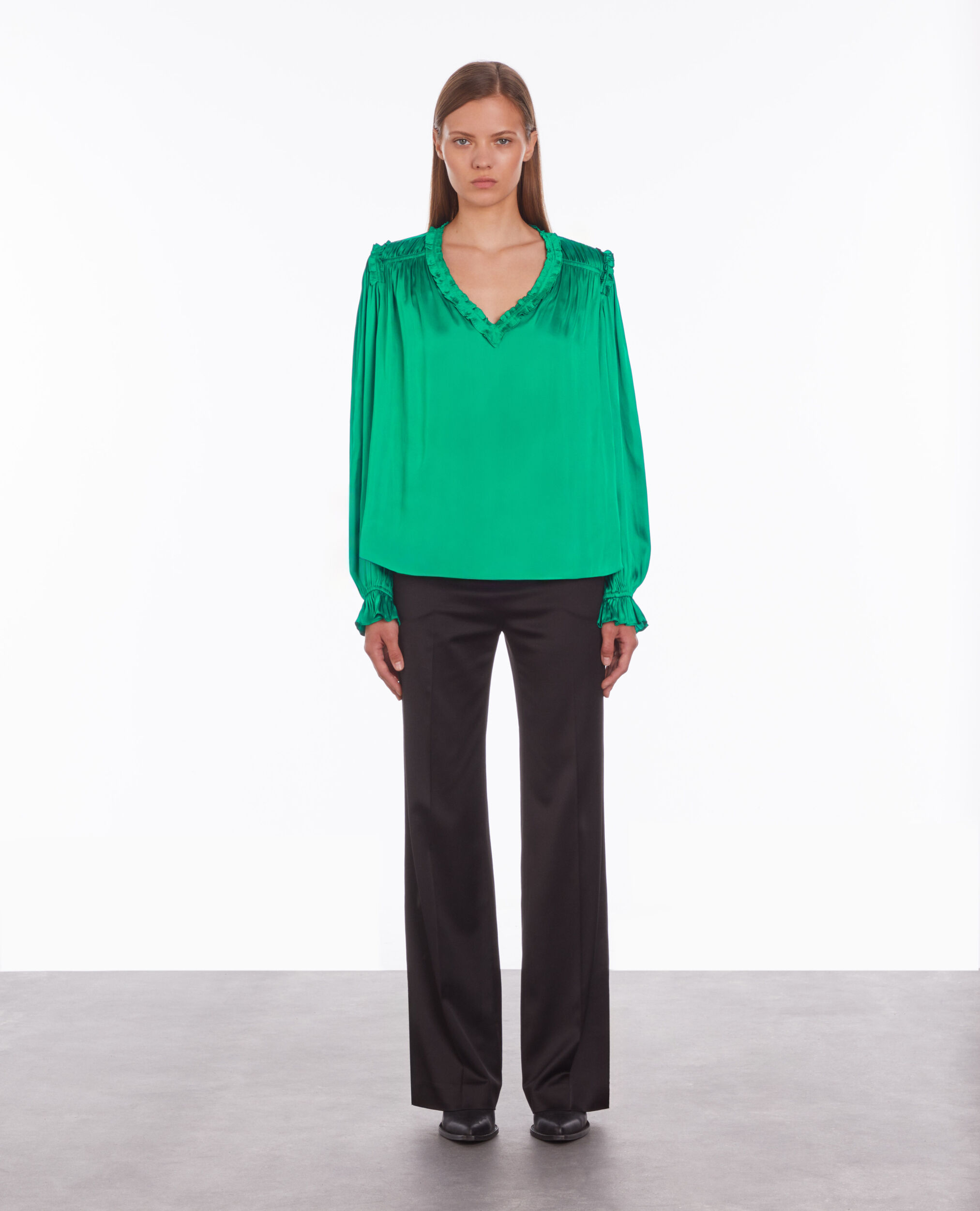 Green top with shirring GREEN