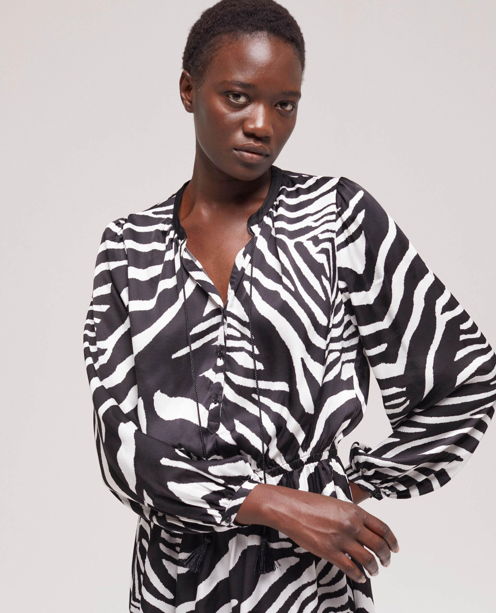 Short printed dress BLACK WHITE