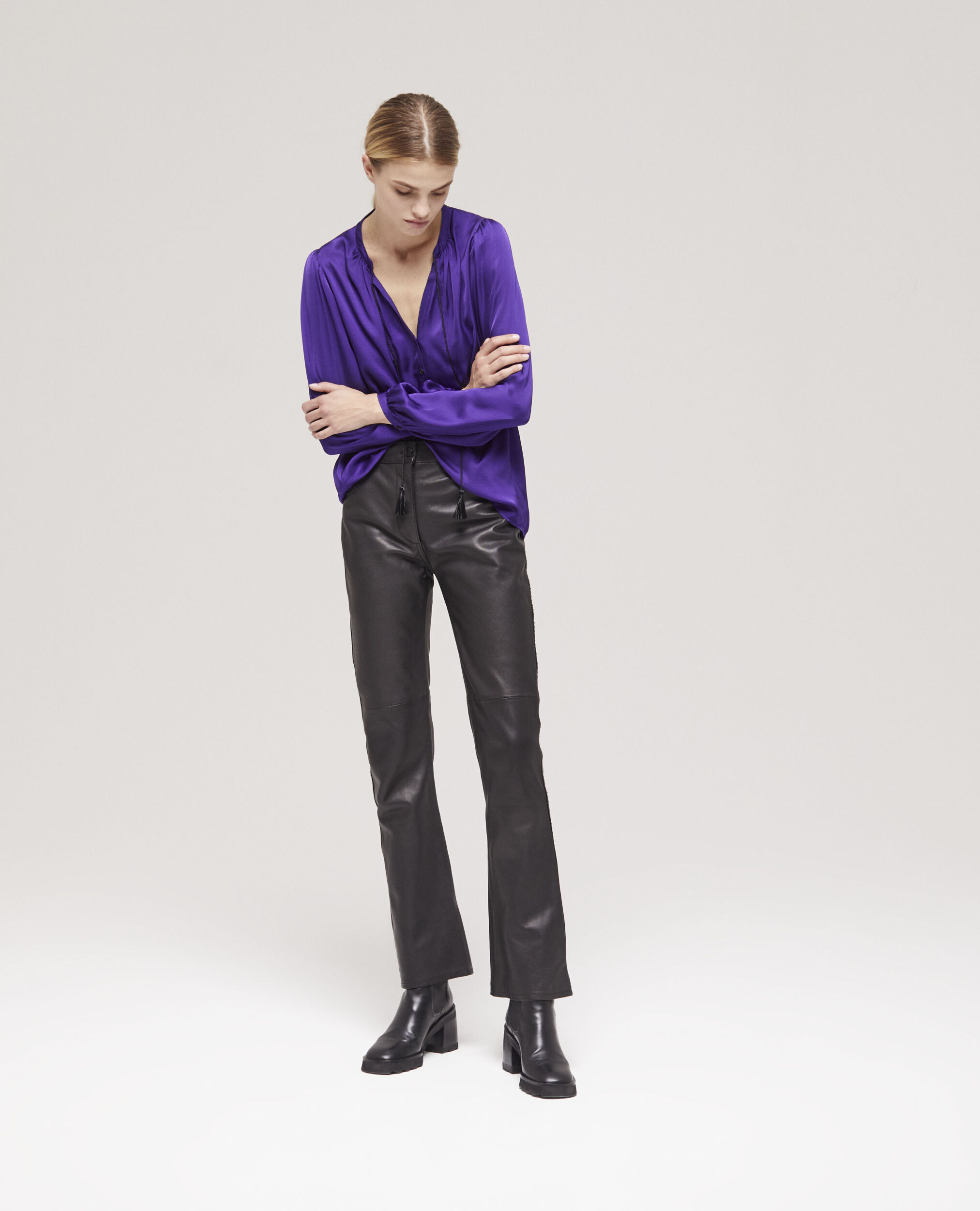 Purple shirt with puffed sleeves PURPLE