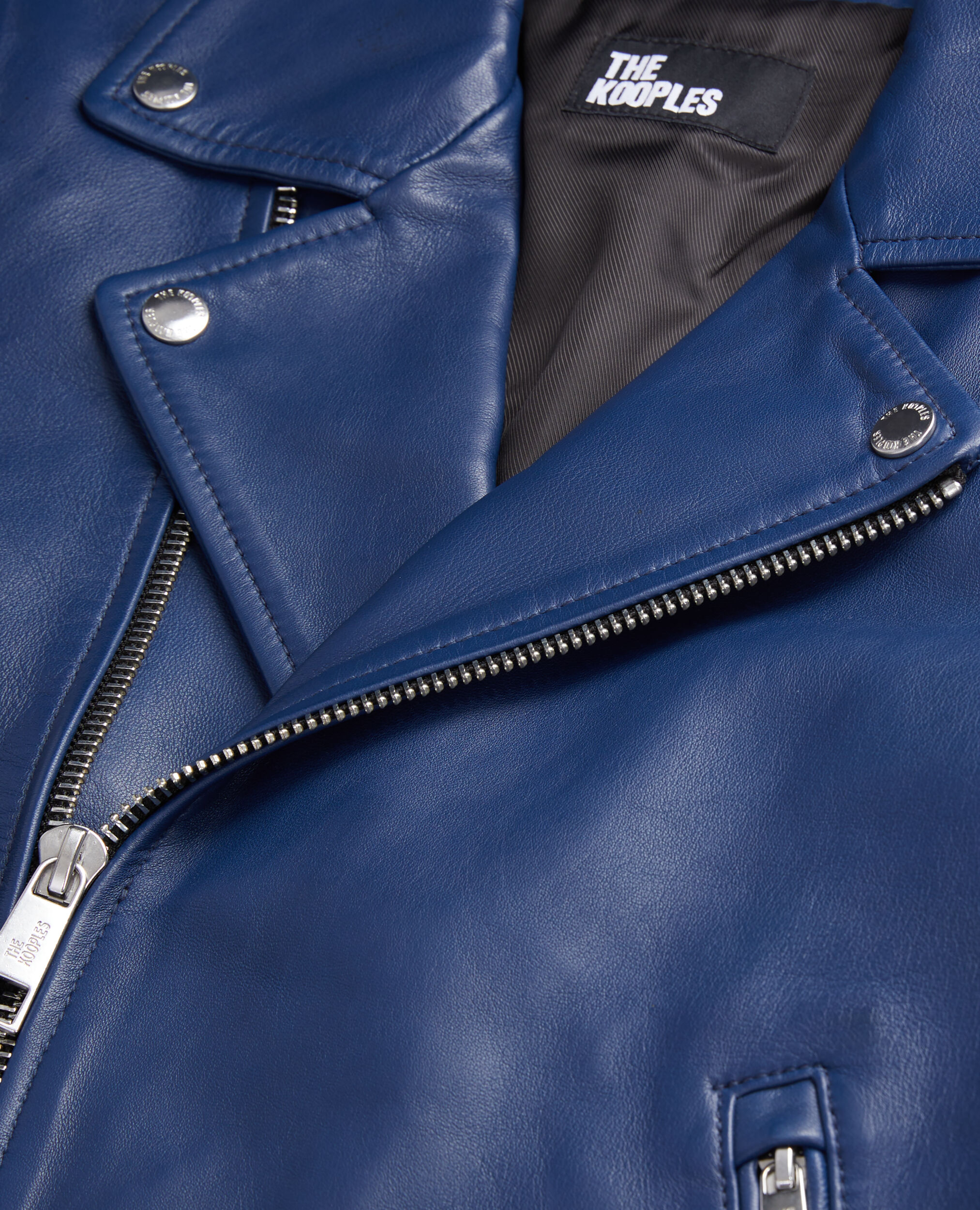 Blue leather biker jacket ROYAL BLUE - DARK NAVY