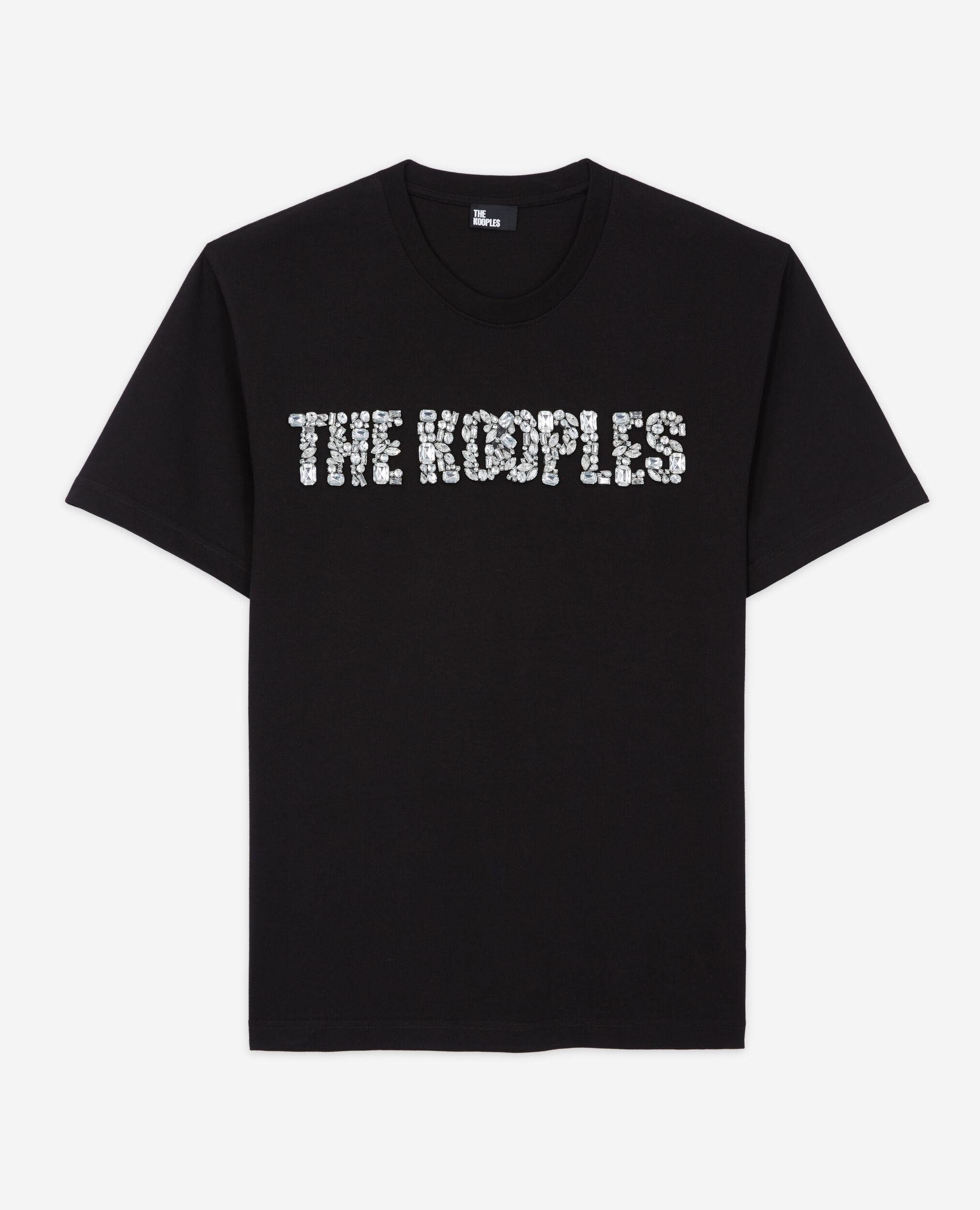 Men's black logo t-shirt with rhinestones BLACK