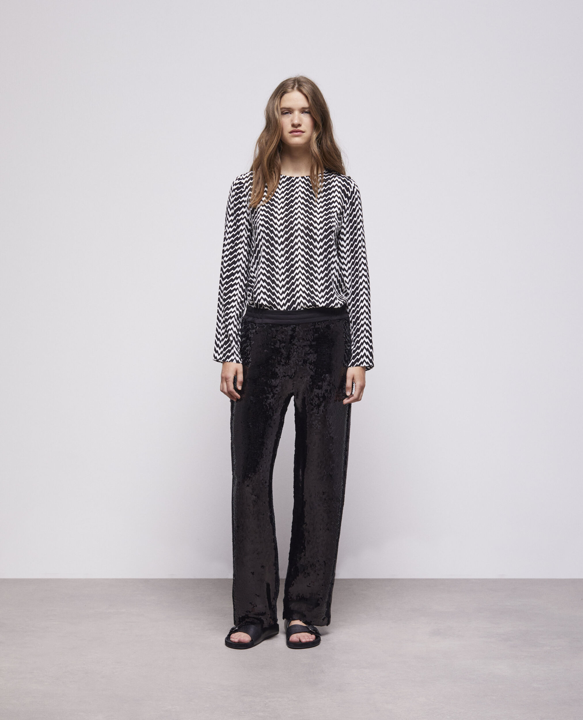 Black sequin pants BLACK