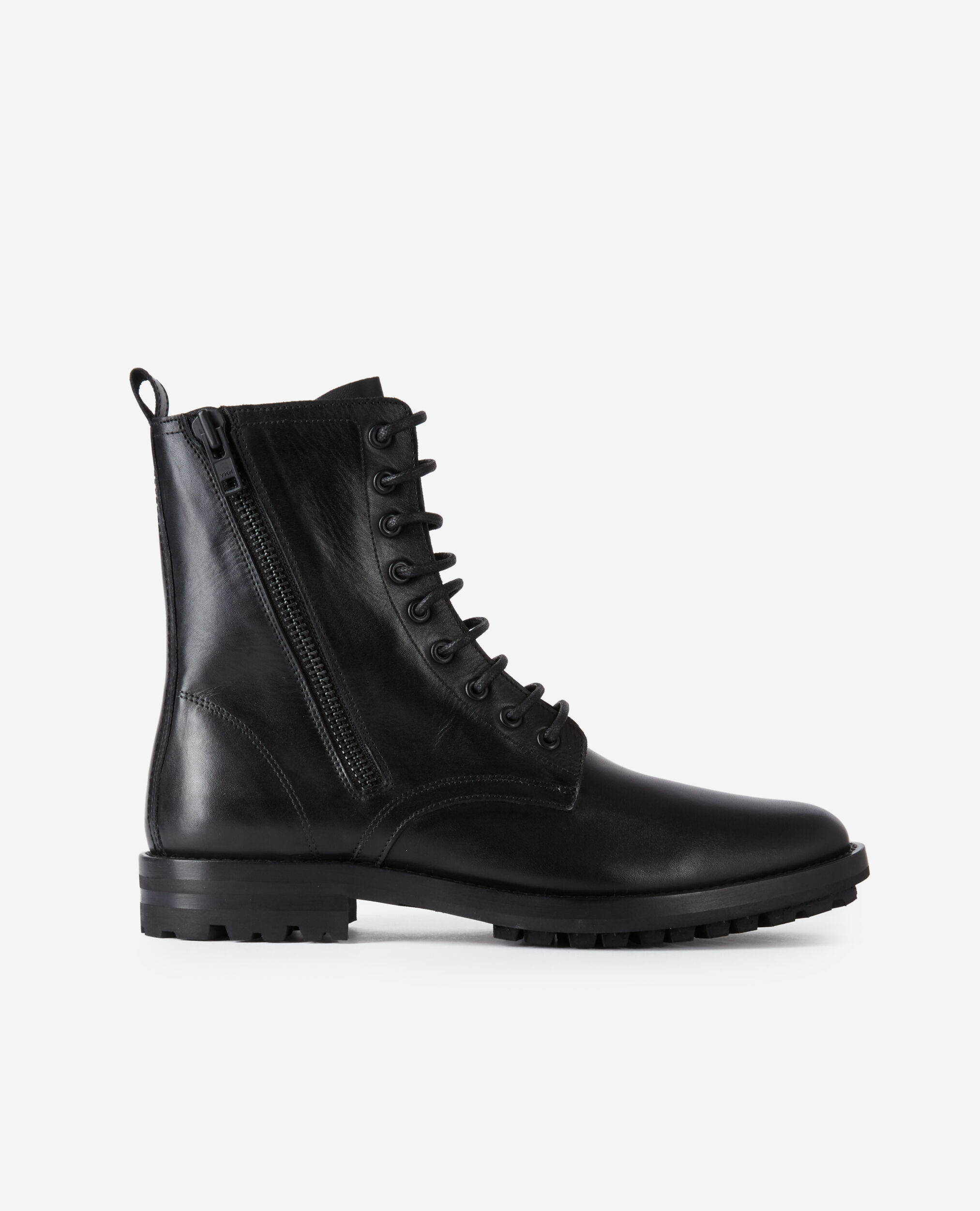 Black leather boots BLACK