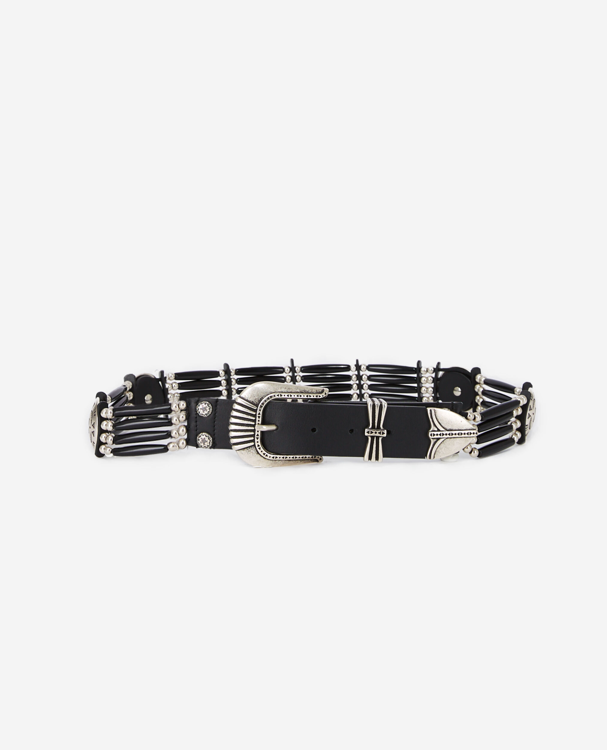 Wide black leather belt BLACK