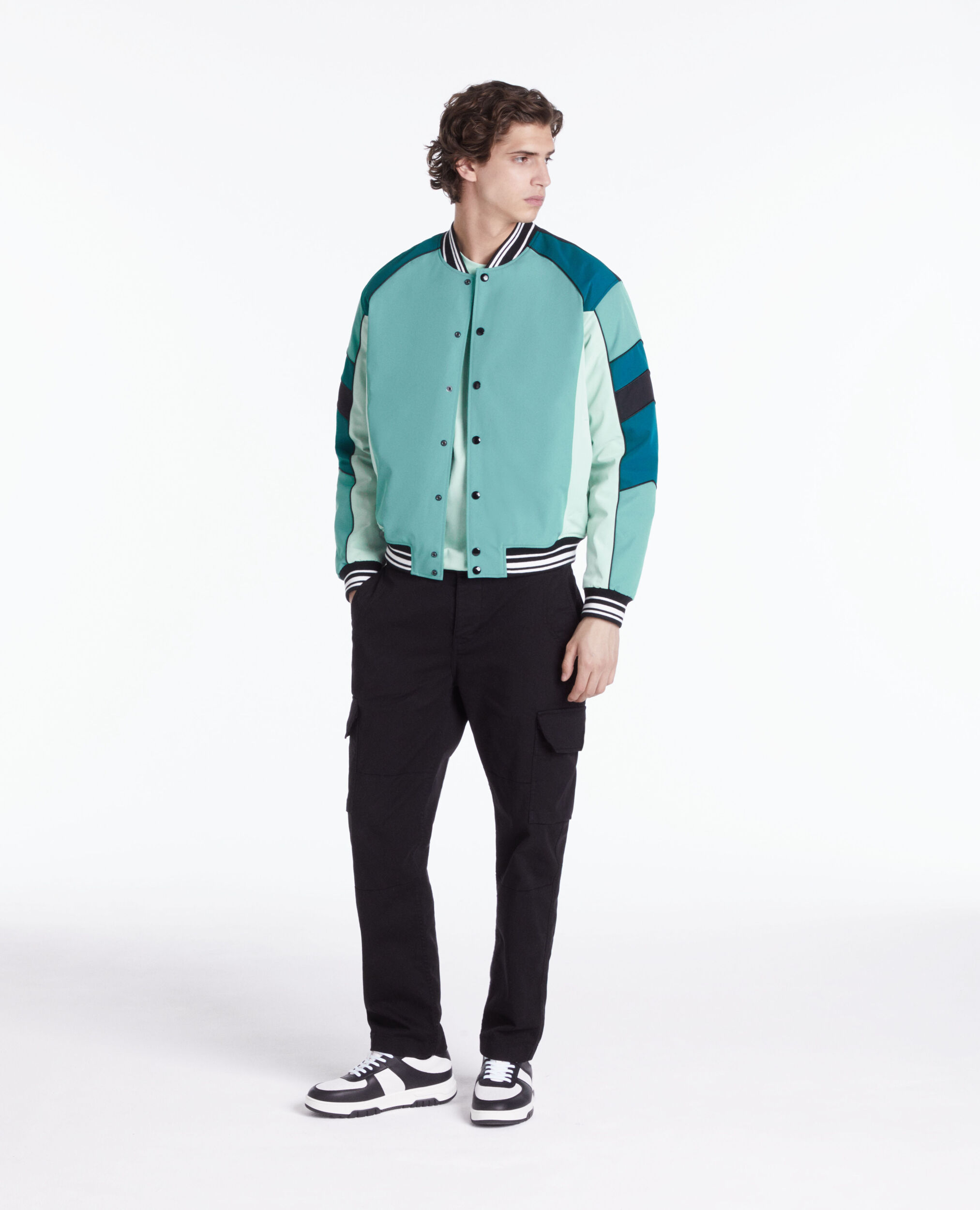 Blue and green jacket with patchwork CELADON