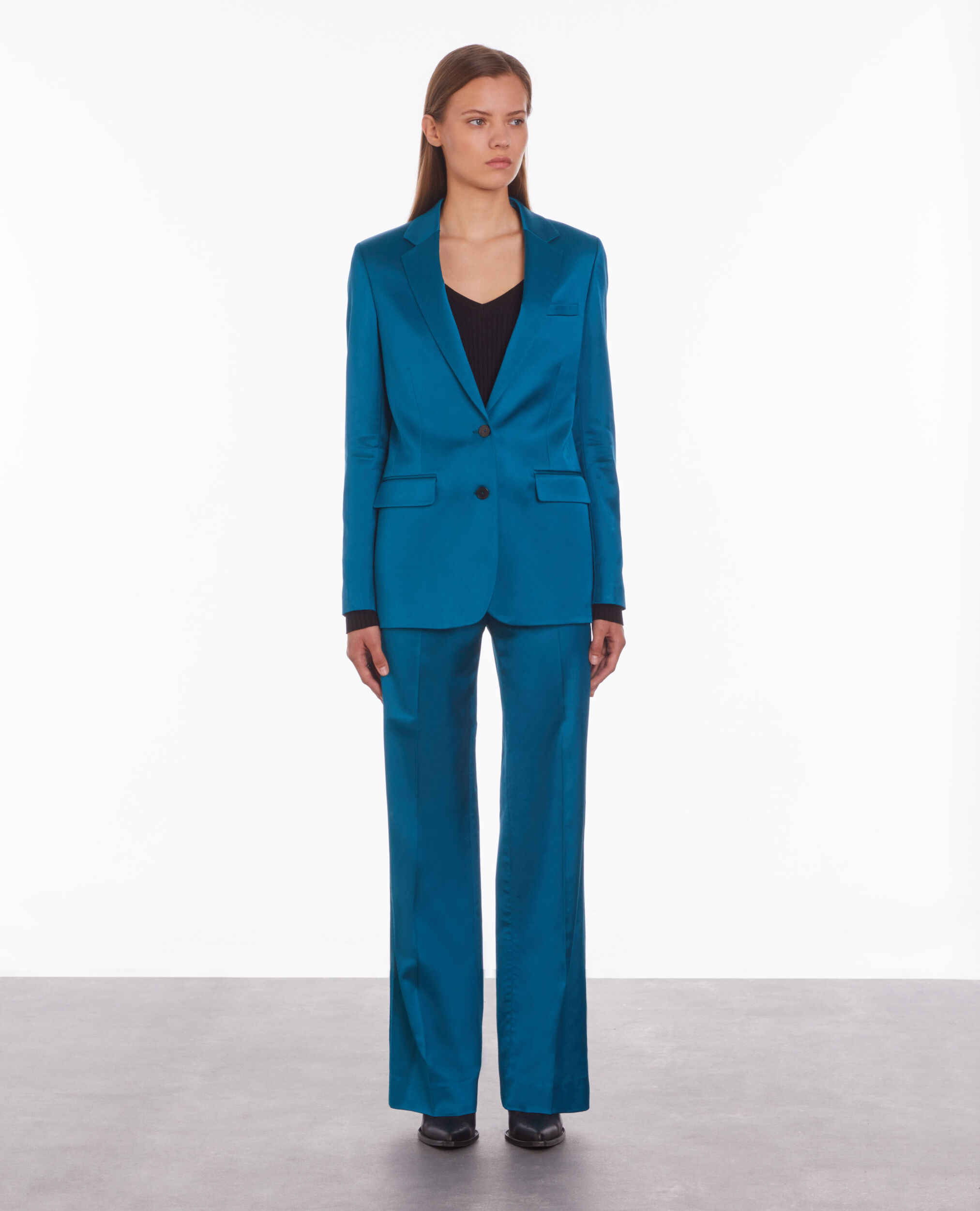 Blue satin suit blazer DEEP BLUE