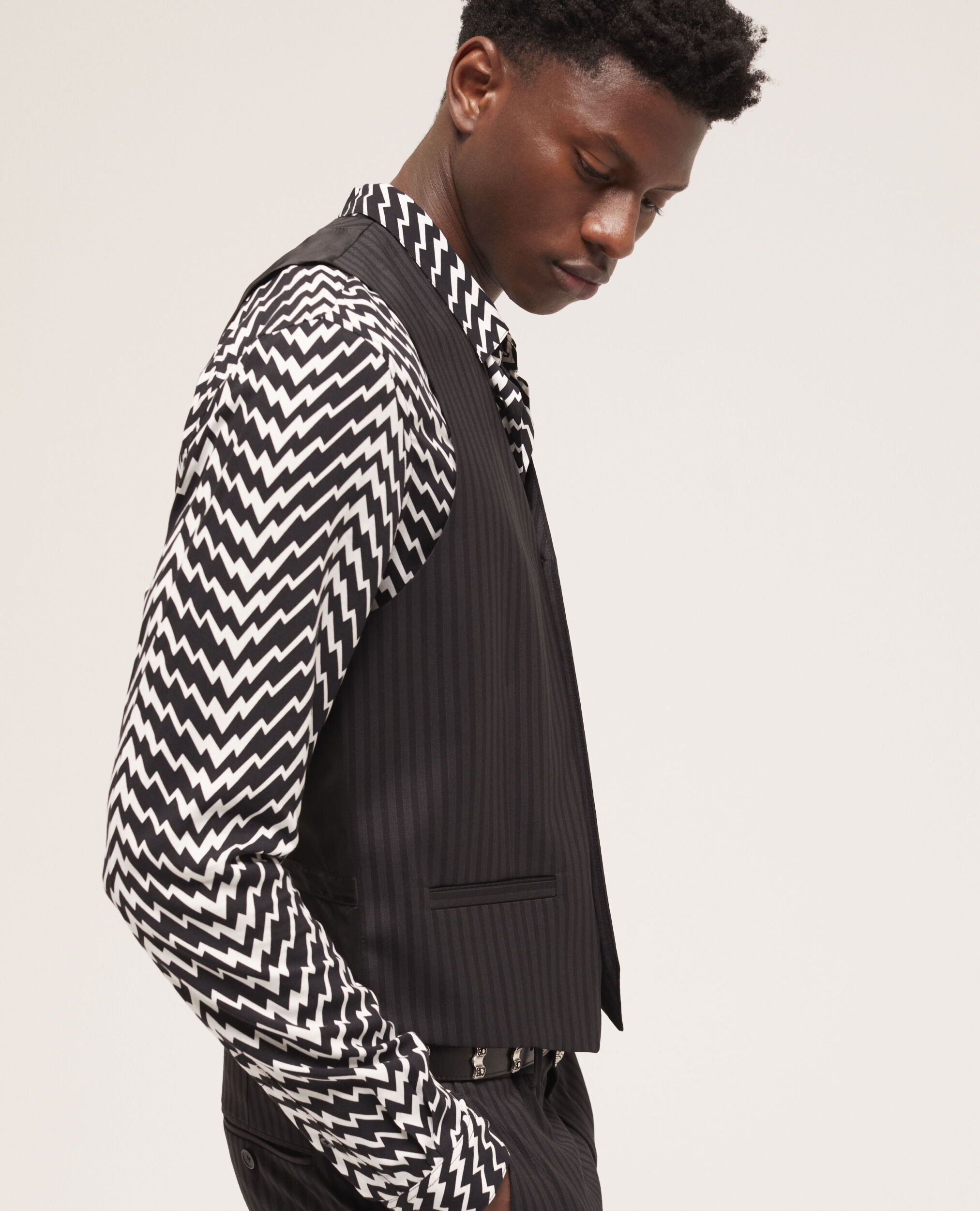 Black wool suit vest BLACK GREY
