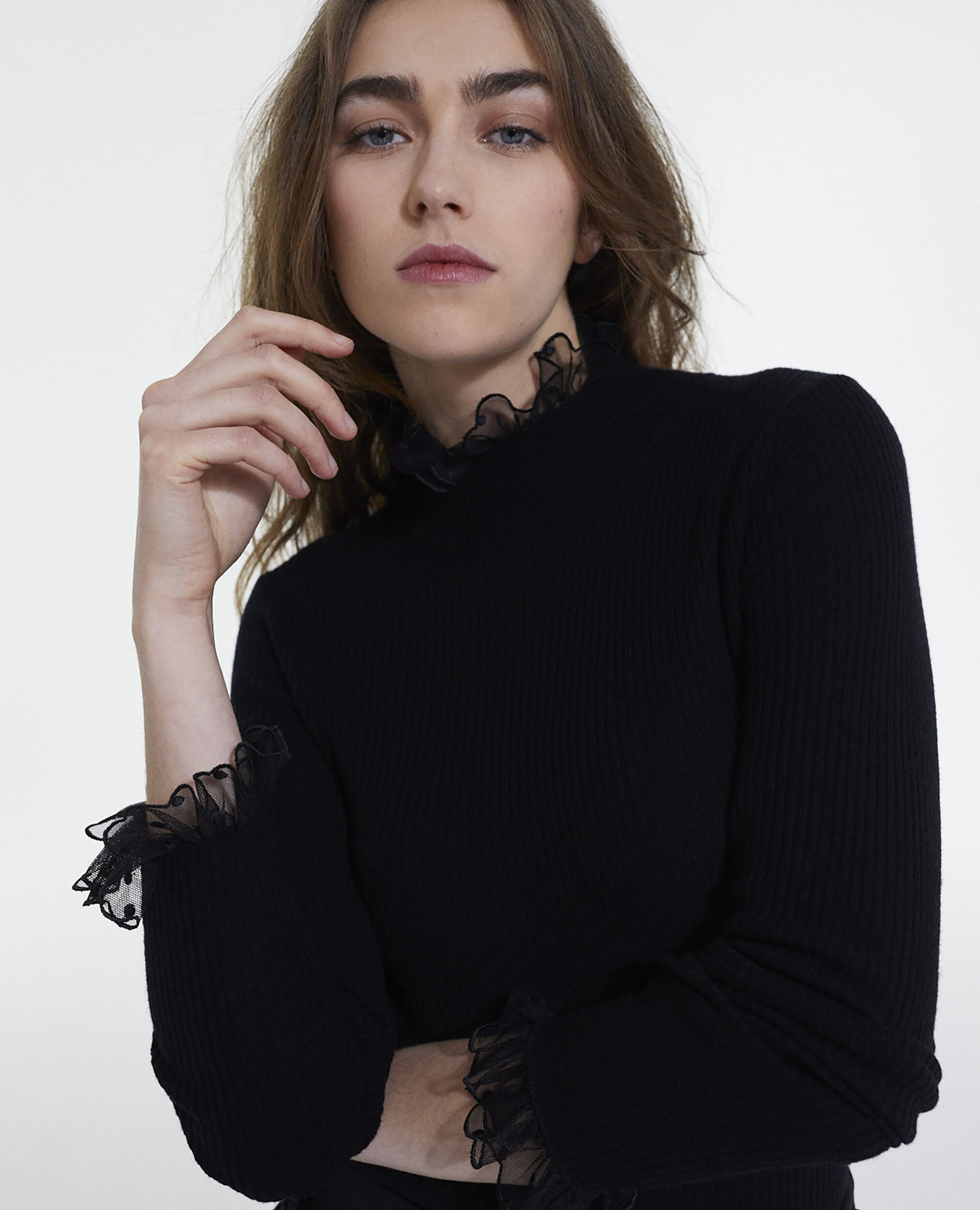 Black wool sweater BLACK