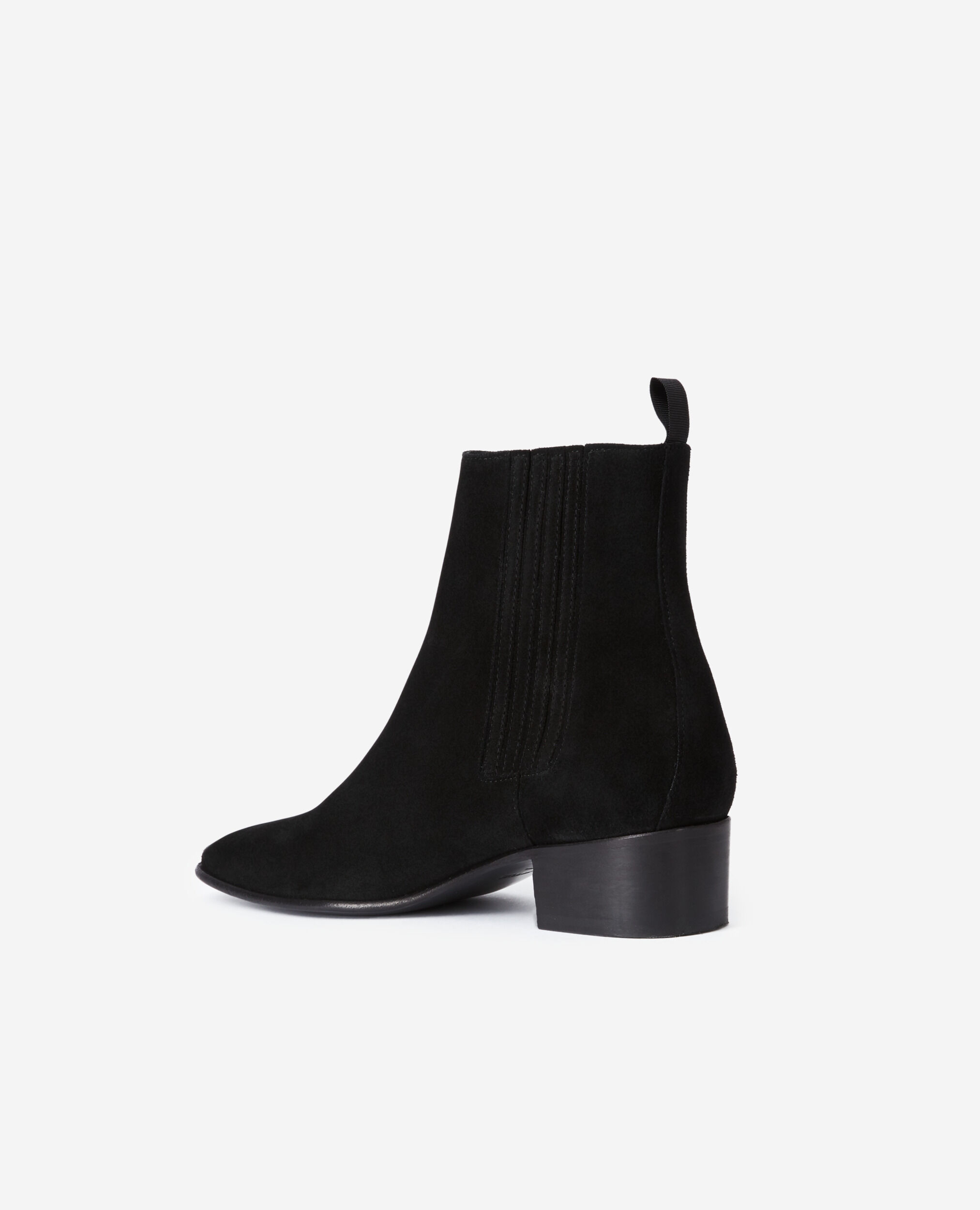 Black suede leather boots BLACK