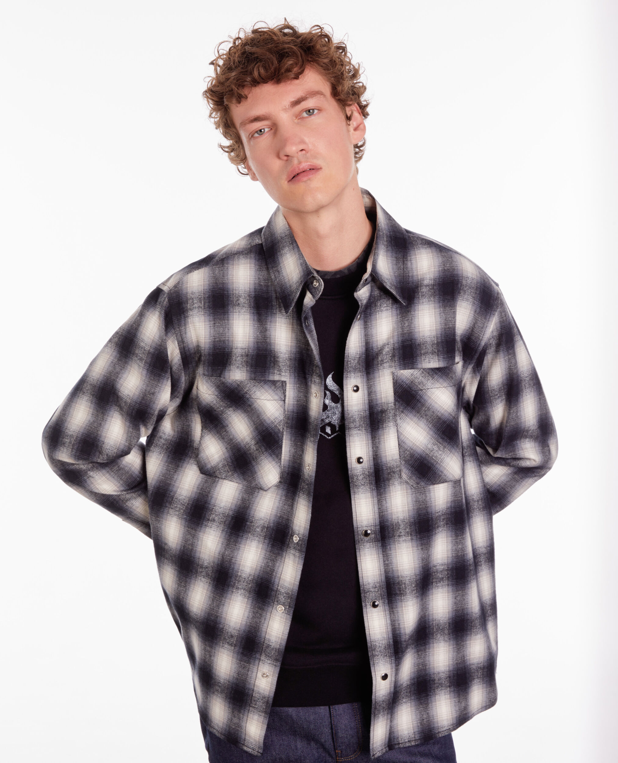 Black and white checked overshirt BLACK WHITE