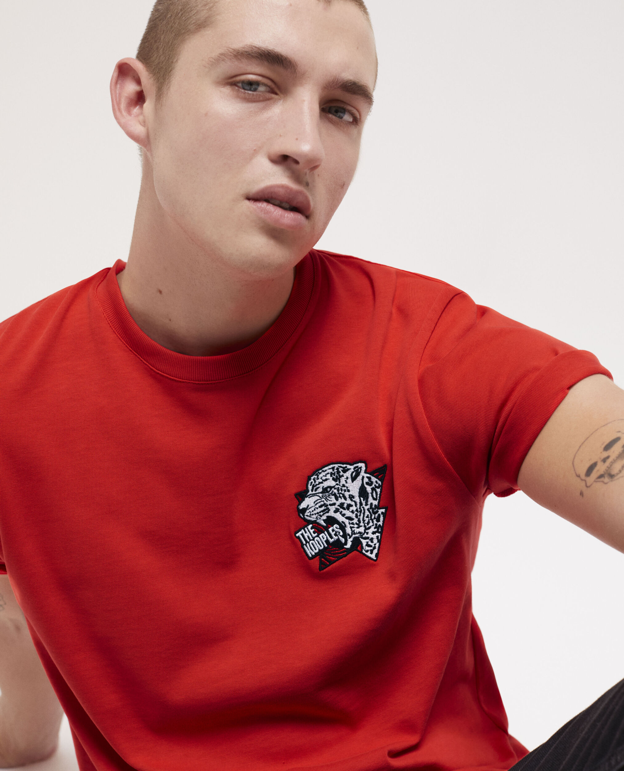 Red tiger screen print T-shirt RED