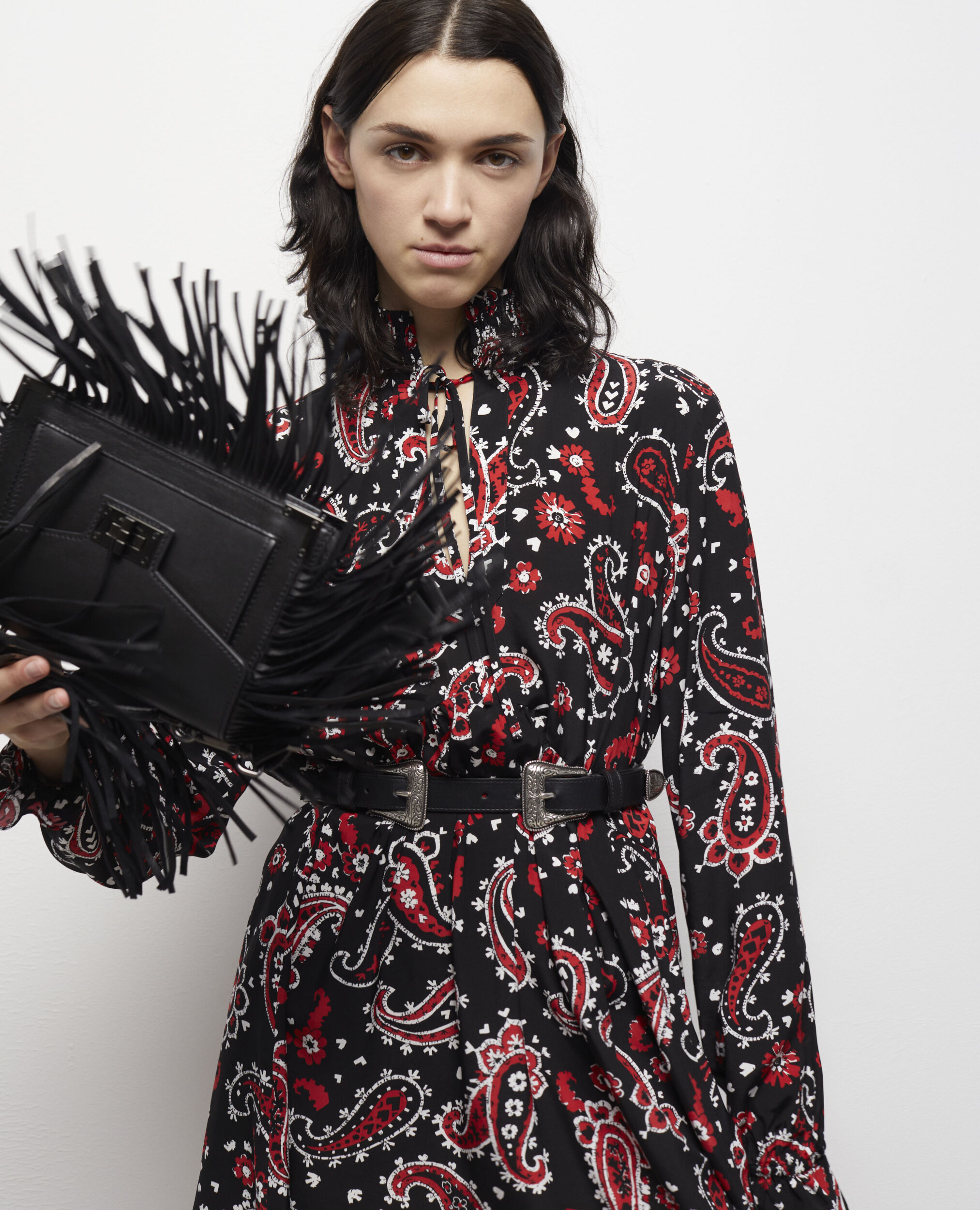 Short printed dress BLACK - RED