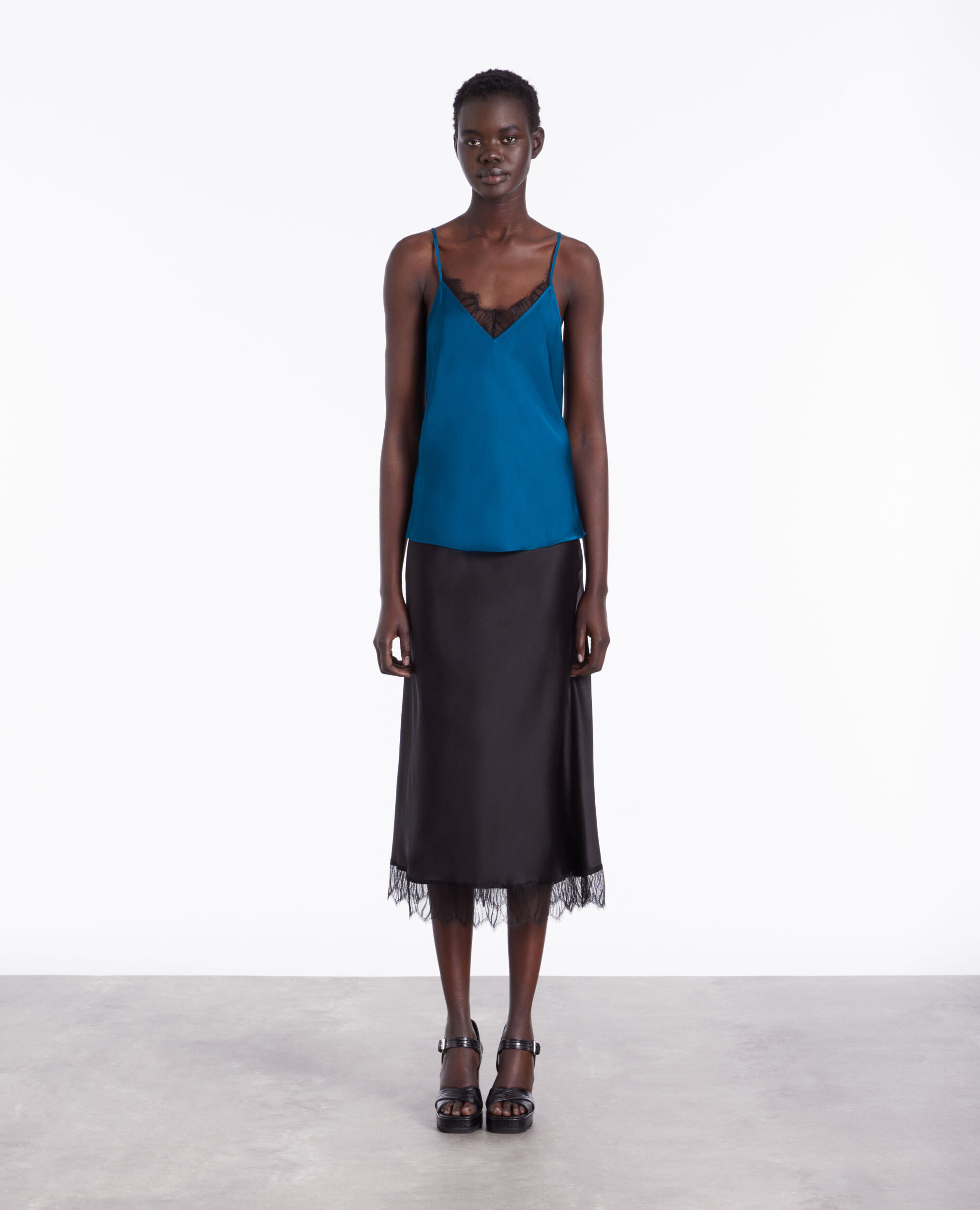 Blue camisole with lace details MEDIUM BLUE