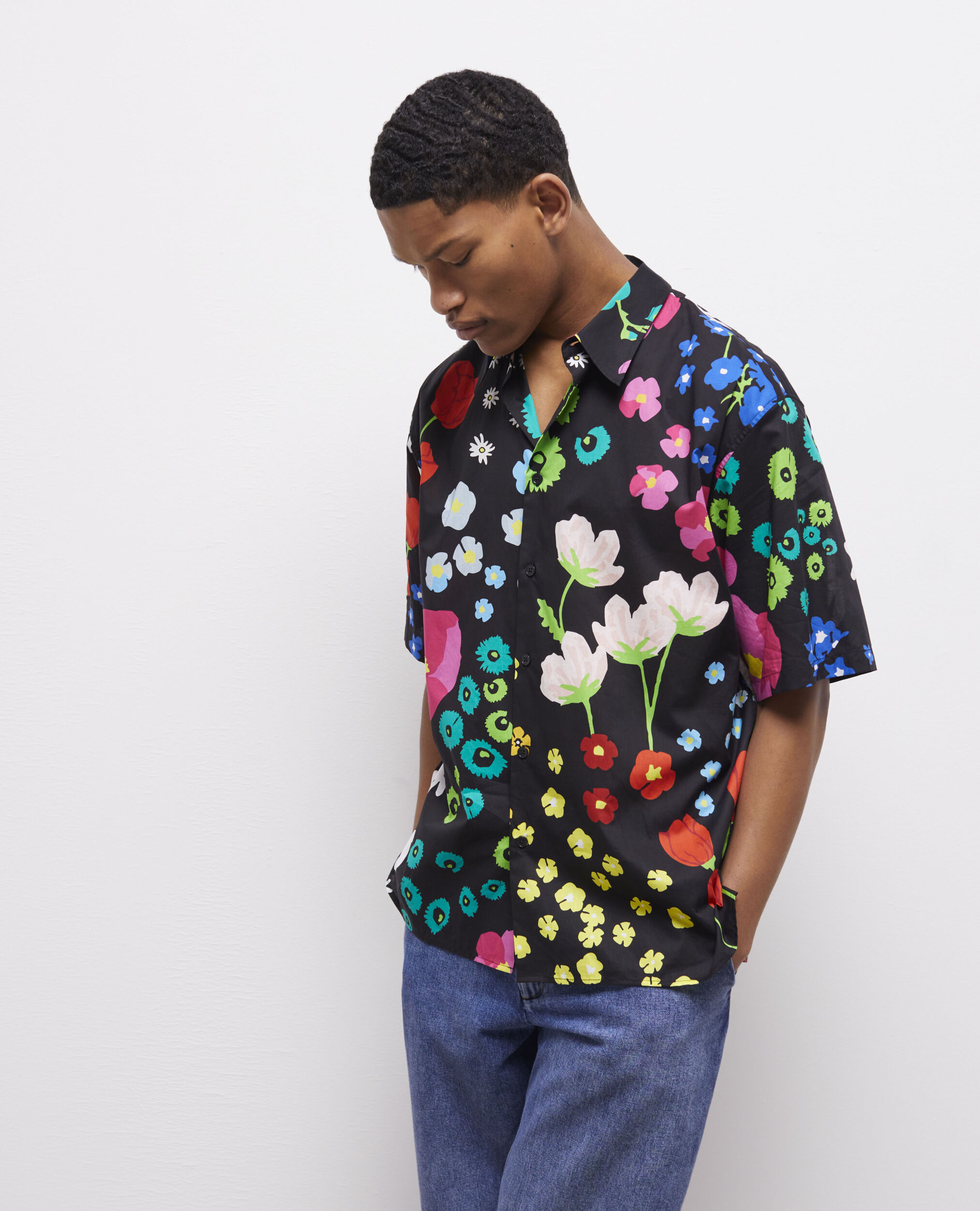 Printed cotton shirt MULTICOLORE/BLACK