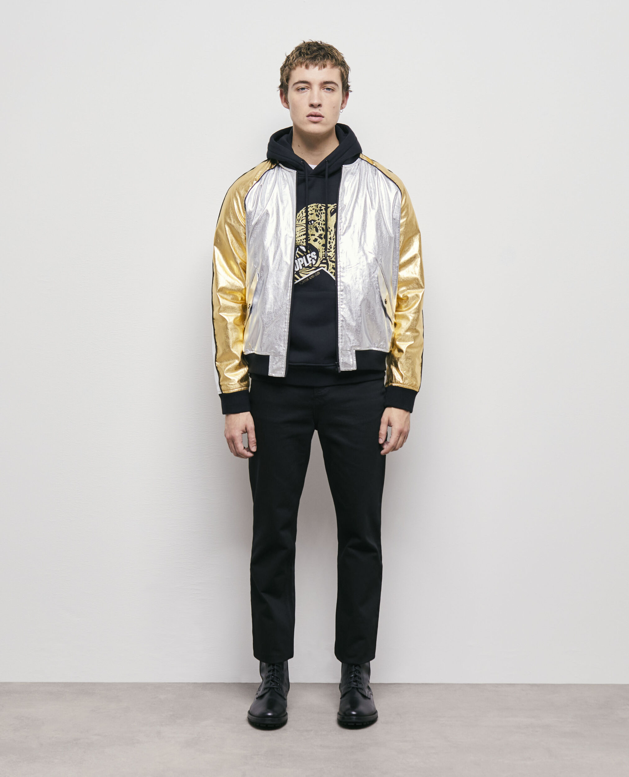 Two-tone bomber jacket SILVER / GOLD