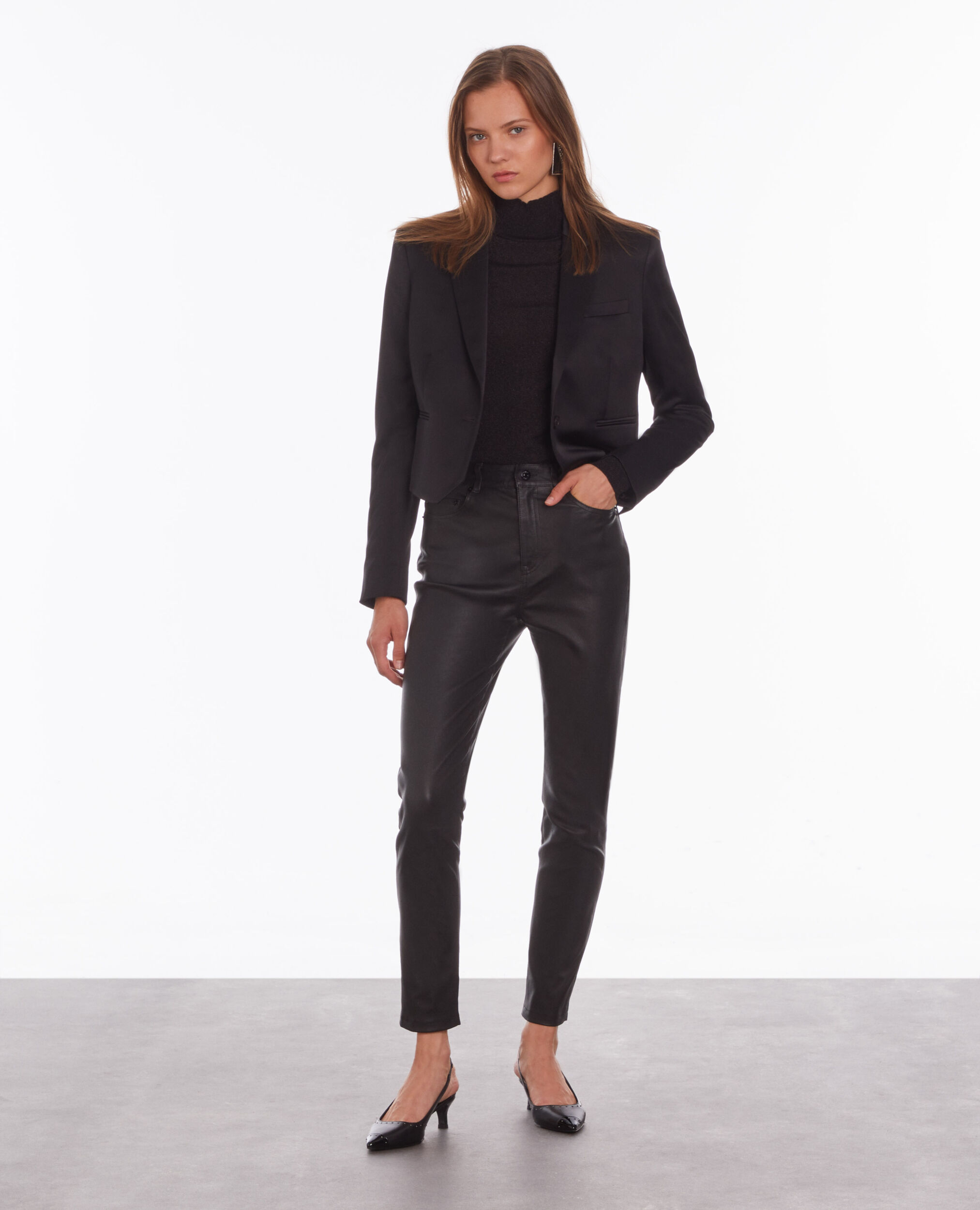 Black leather skinny trousers BLACK