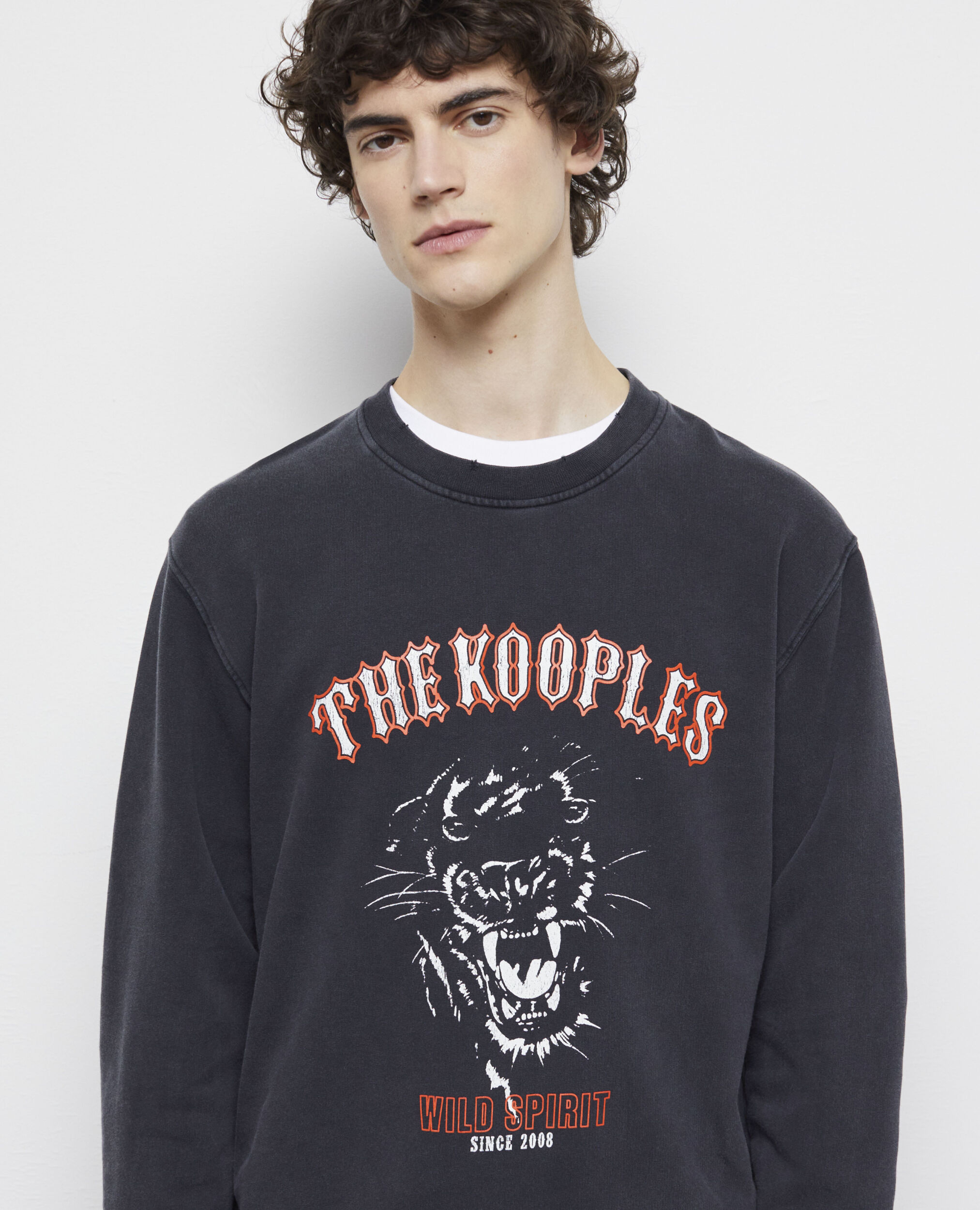 Black screen print sweatshirt BLACK WASHED