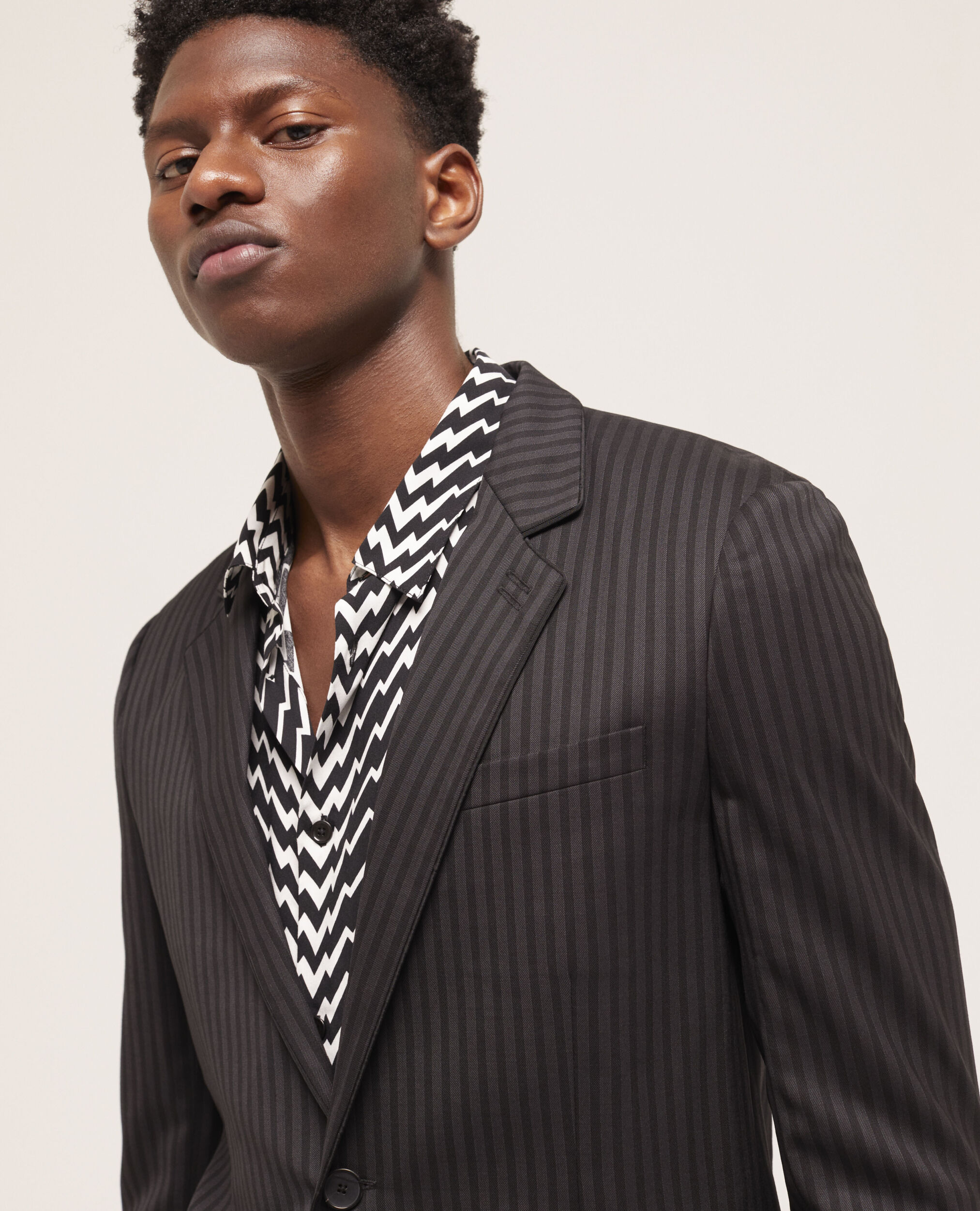 Striped wool suit jacket BLACK GREY