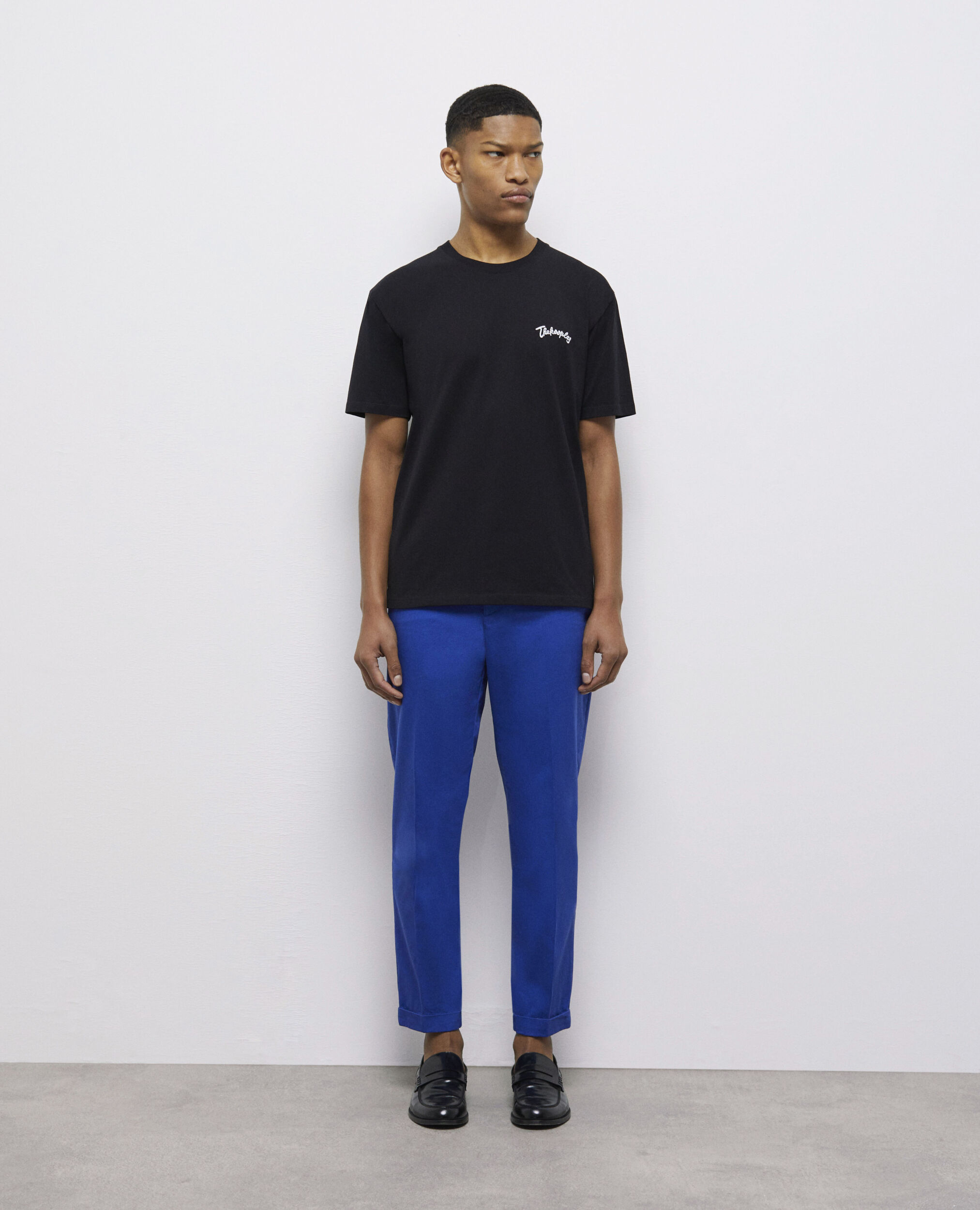Men's black t-shirt with embroidery BLACK