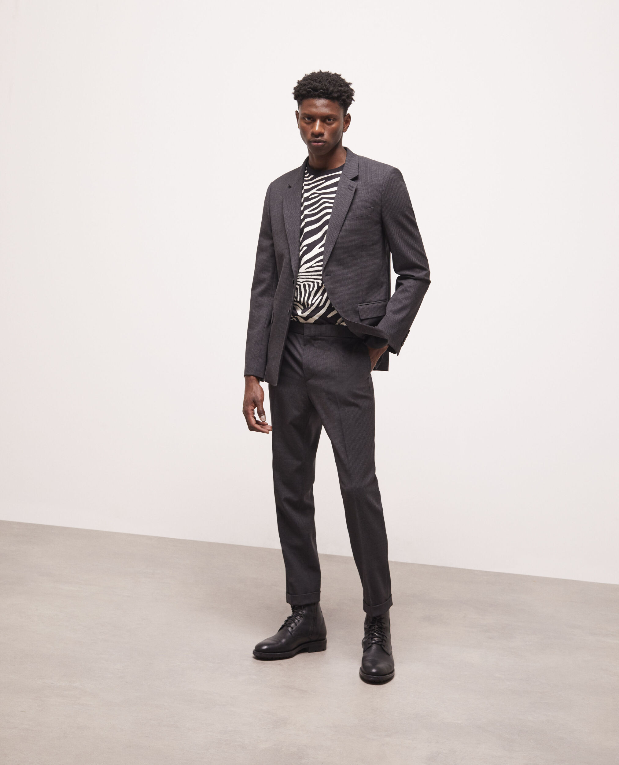 Wool suit jacket BLACK GREY