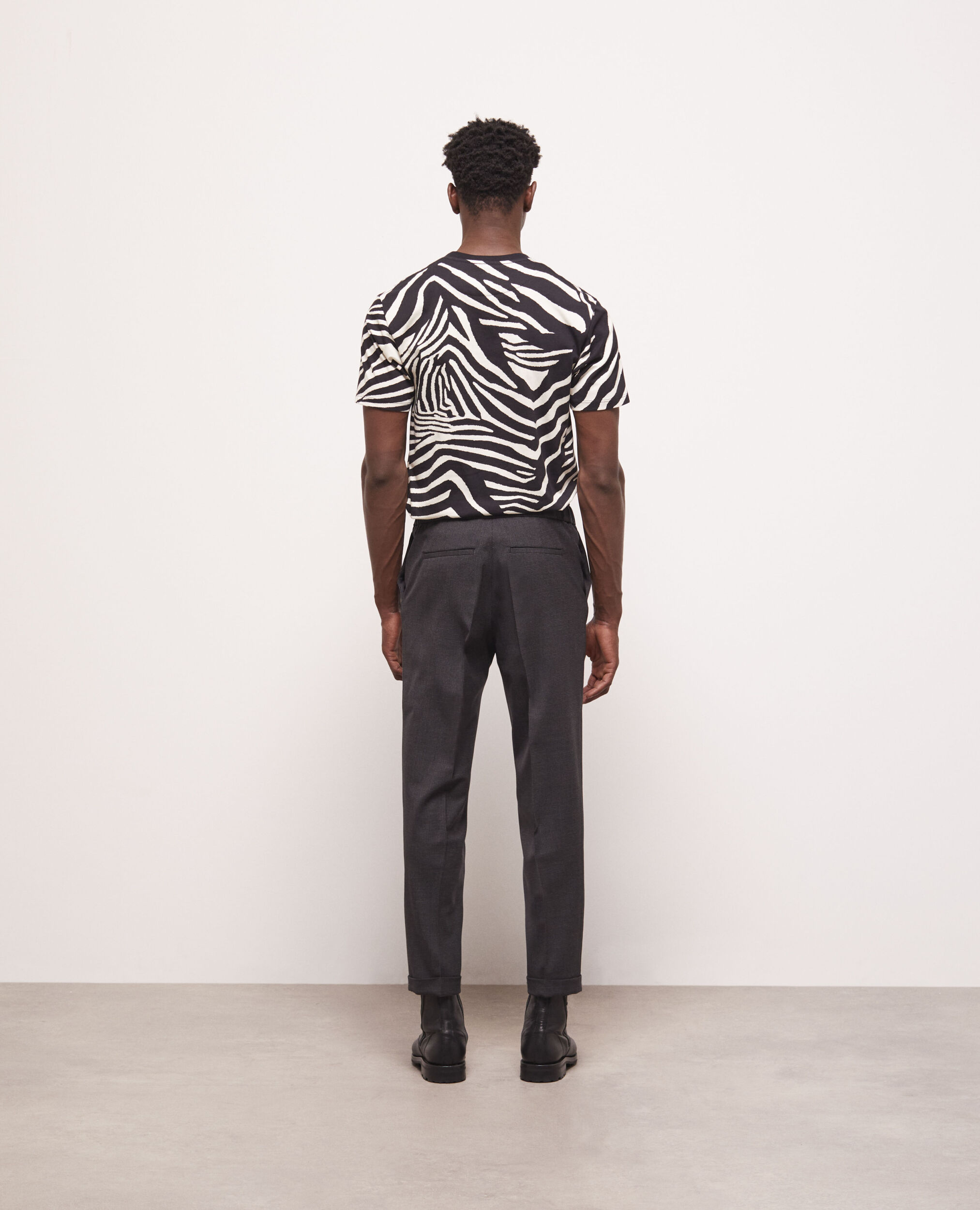 Houndstooth wool suit pants BLACK GREY