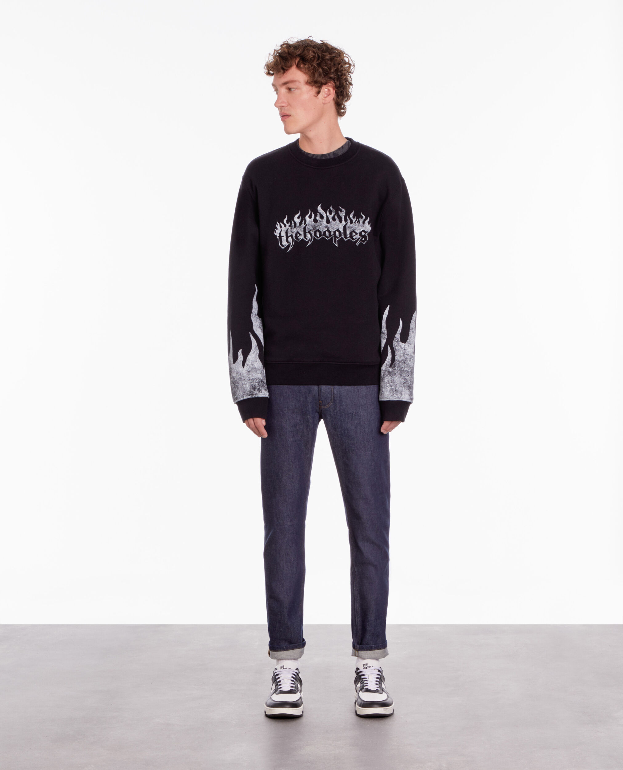 Black sweatshirt with Kooples on fire serigraphy BLACK