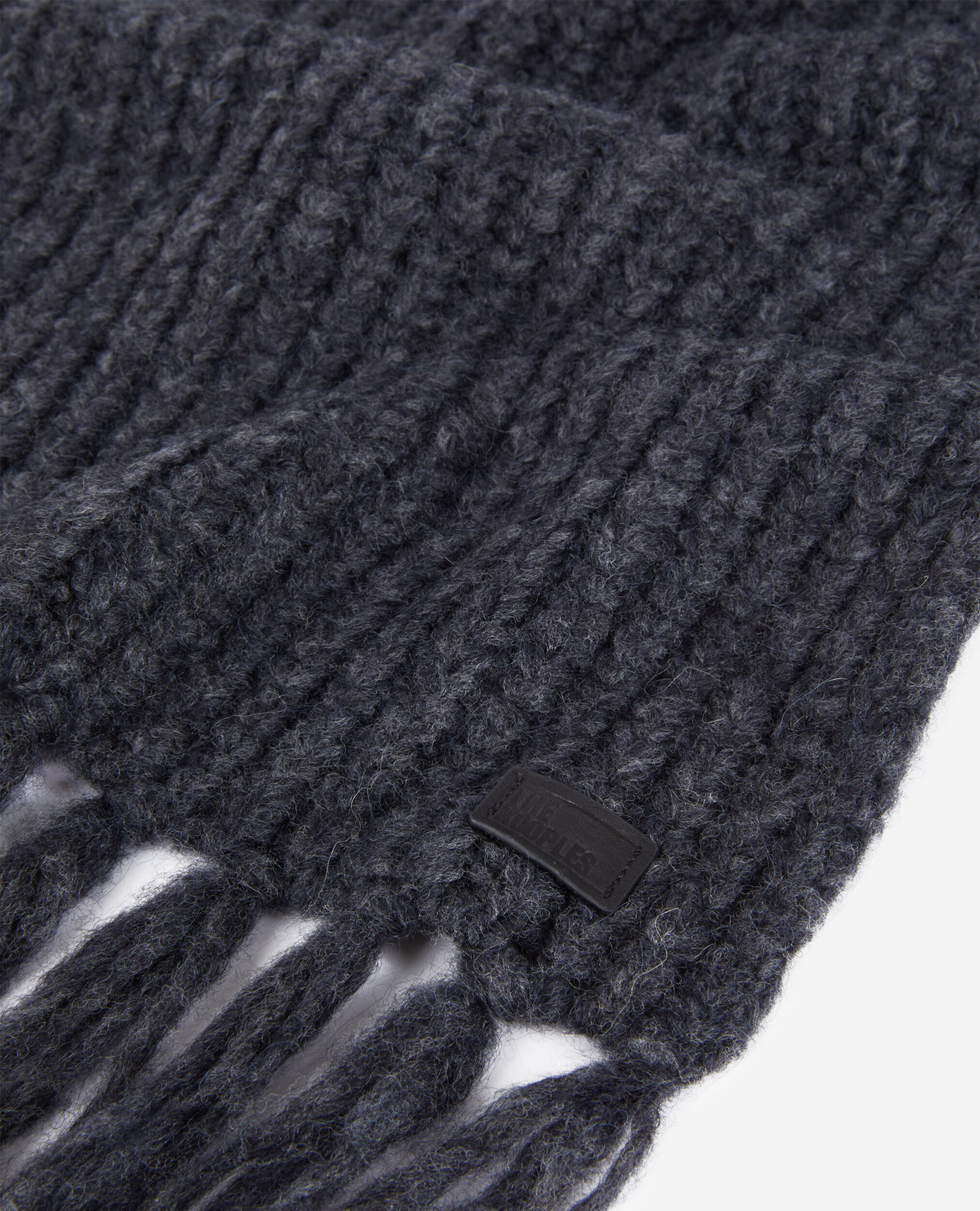 Grey ribbed wool-blend scarf ANTHRACITE MELANGE