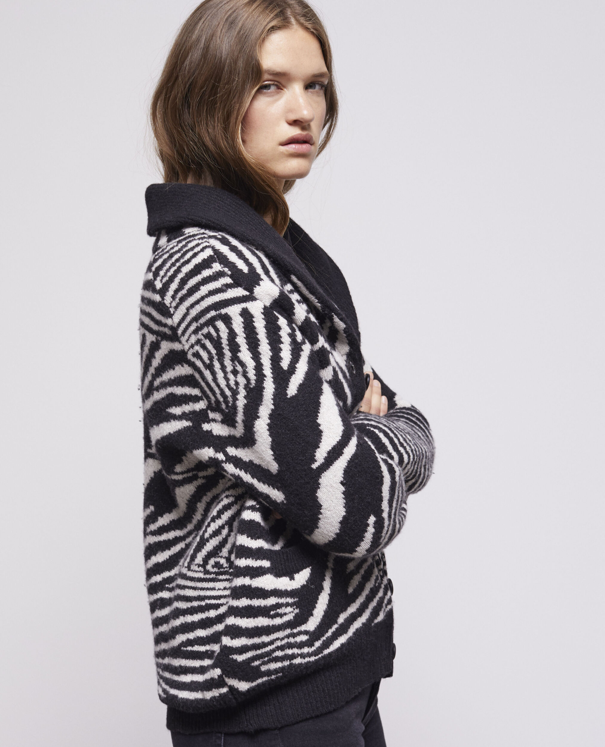 Printed cardigan BLACK WHITE