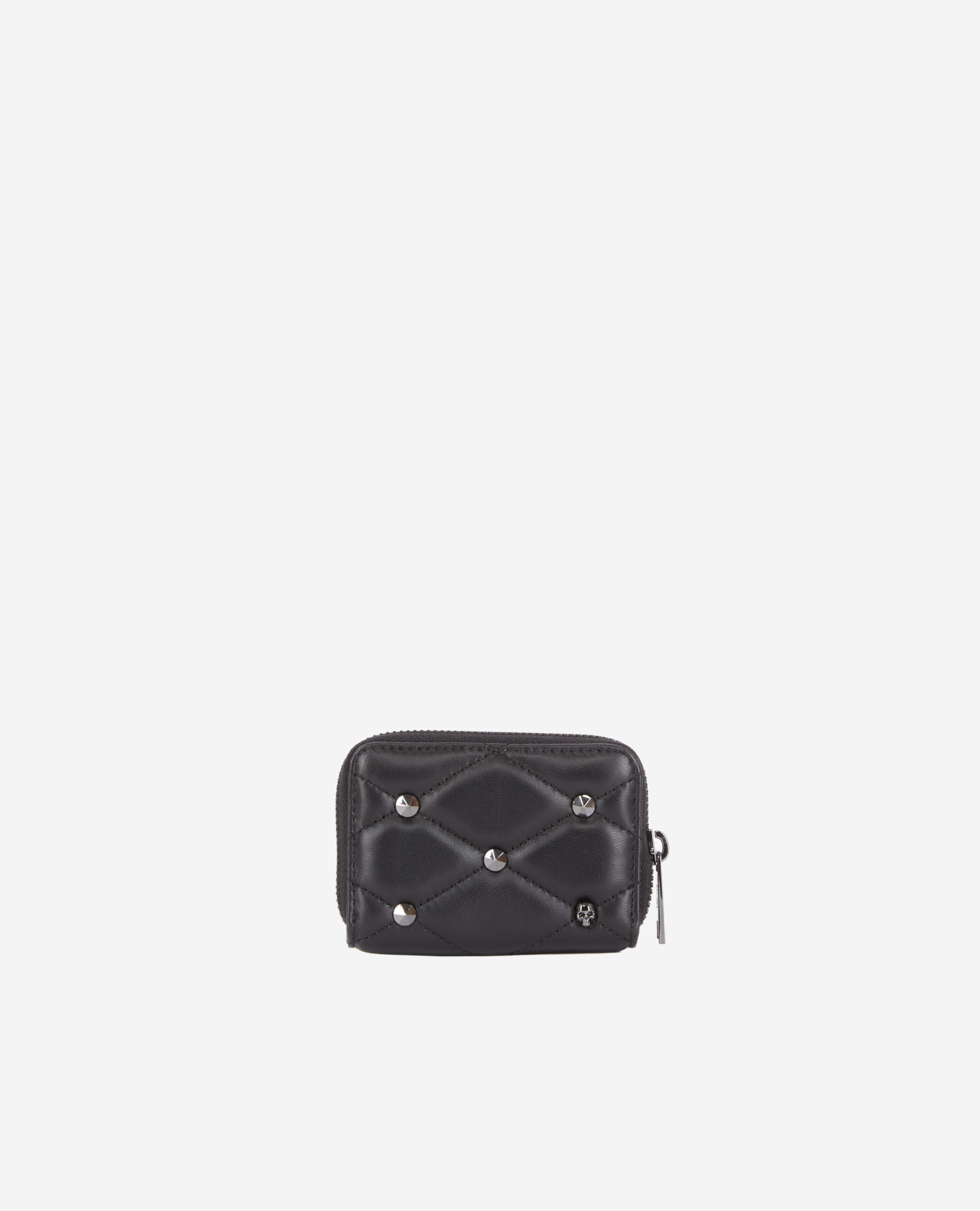 Black quilted leather coin purse BLACK