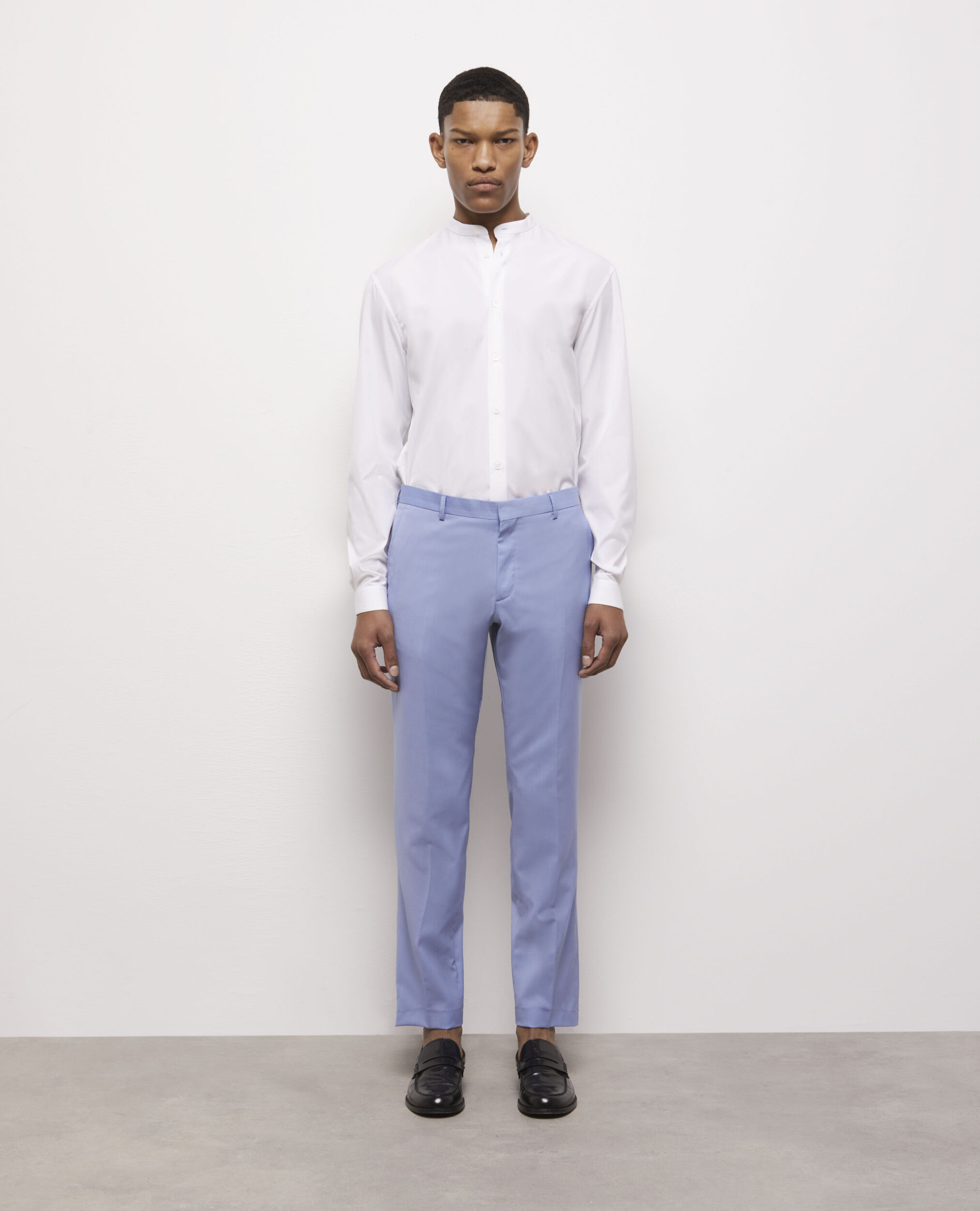 Blue end-on-end wool suit pants LIGHT BLUE
