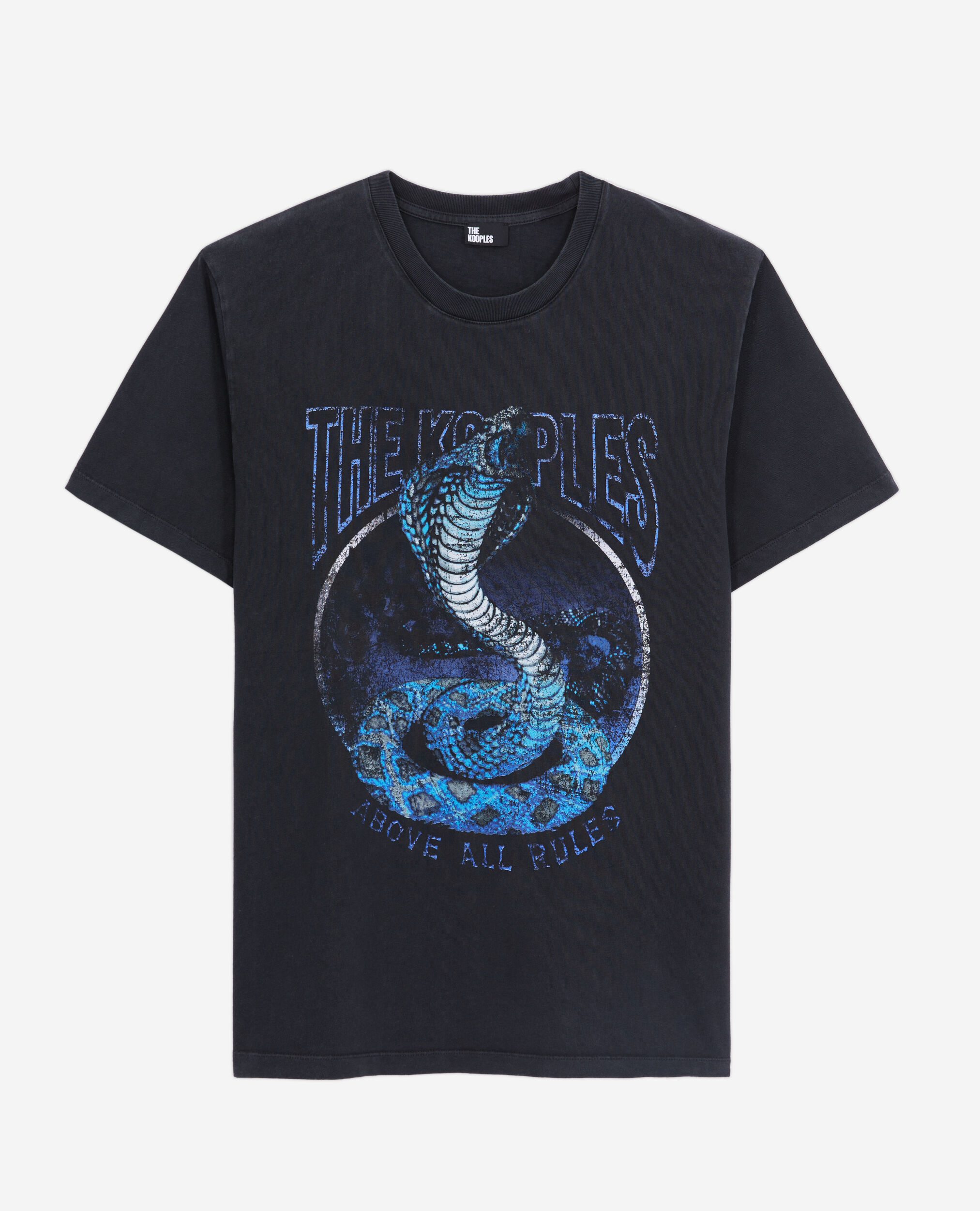 Men's black t-shirt cobra serigraphy BLACK WASHED