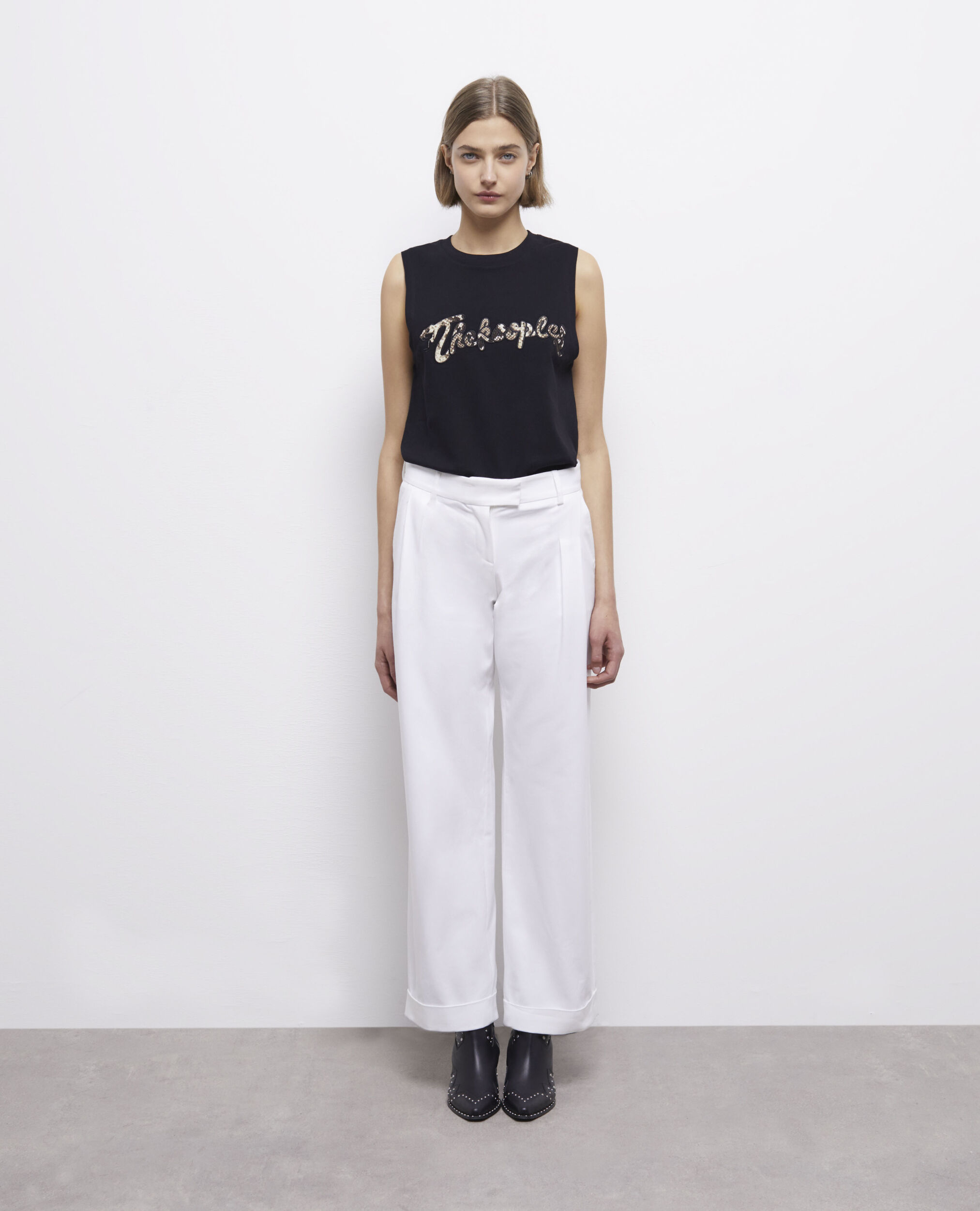 Wide-leg white pants WHITE